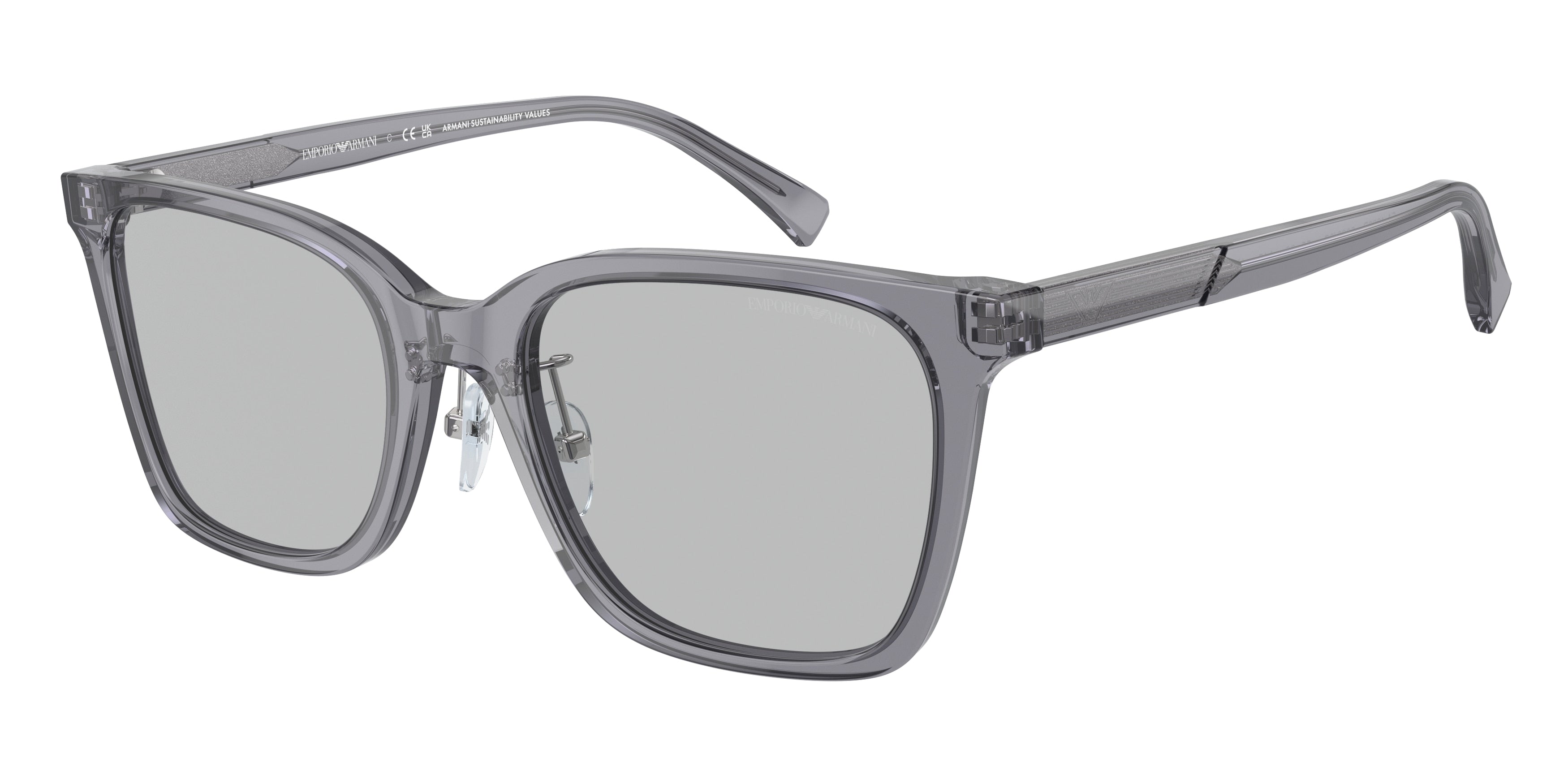 Emporio Armani EA4226D Square Sunglasses 502987-Shiny Transparent Grey 55-145-20 - Color Map Grey