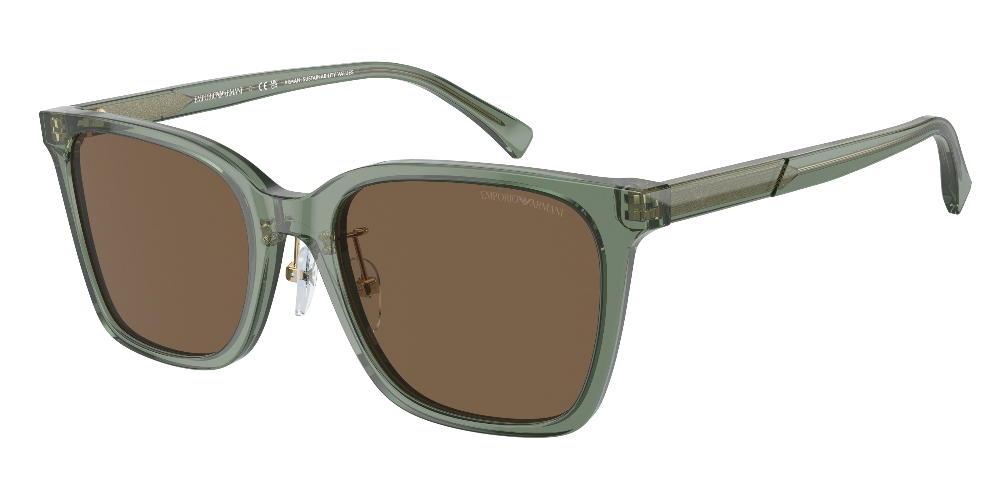 Emporio Armani EA4226D Square Sunglasses 536273-Shiny Transparent Green 55-145-20 - Color Map Green