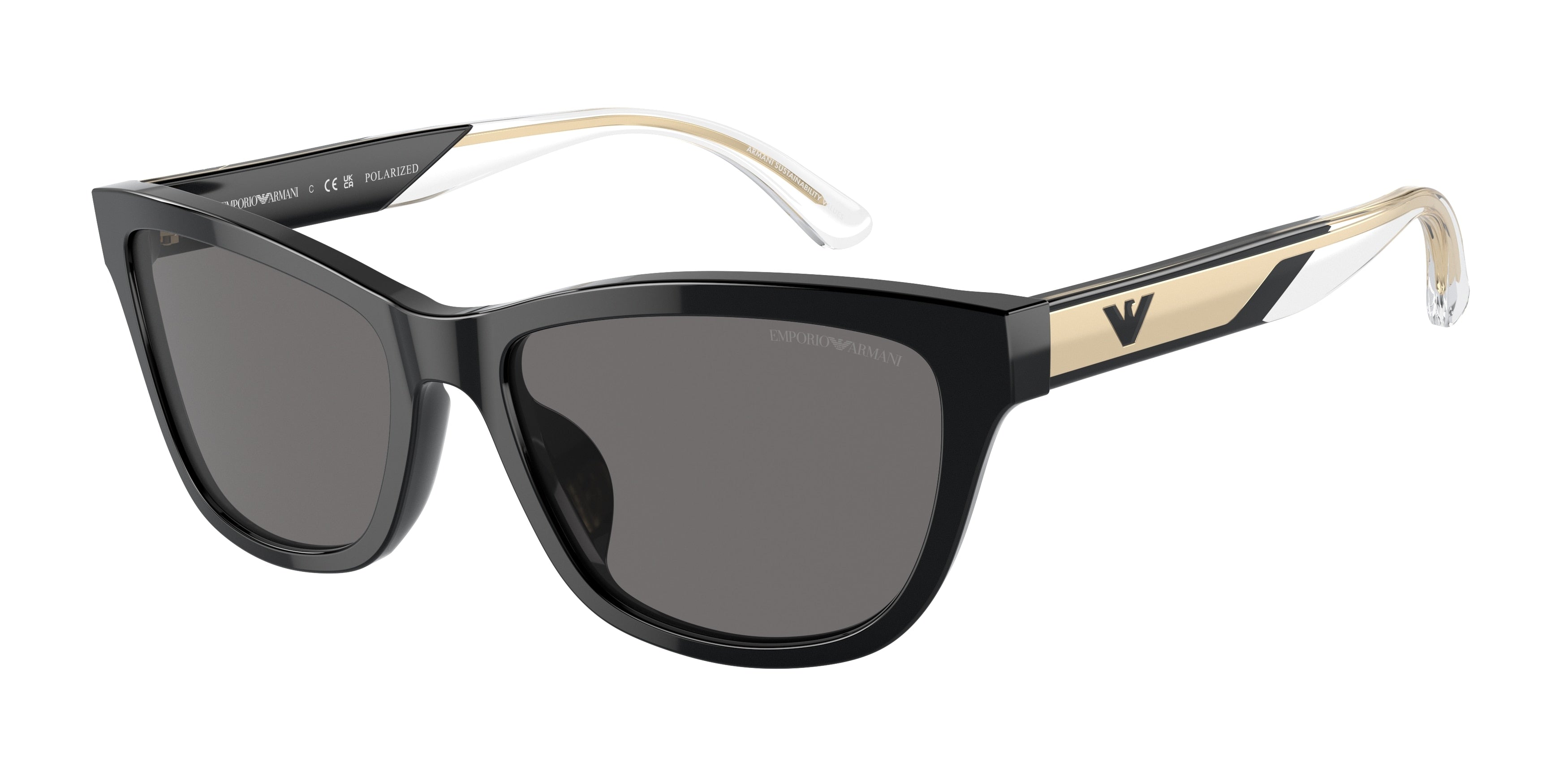 Emporio Armani EA4227U Cat Eye Sunglasses 501787-Shiny Black 56-140-17 - Color Map Black