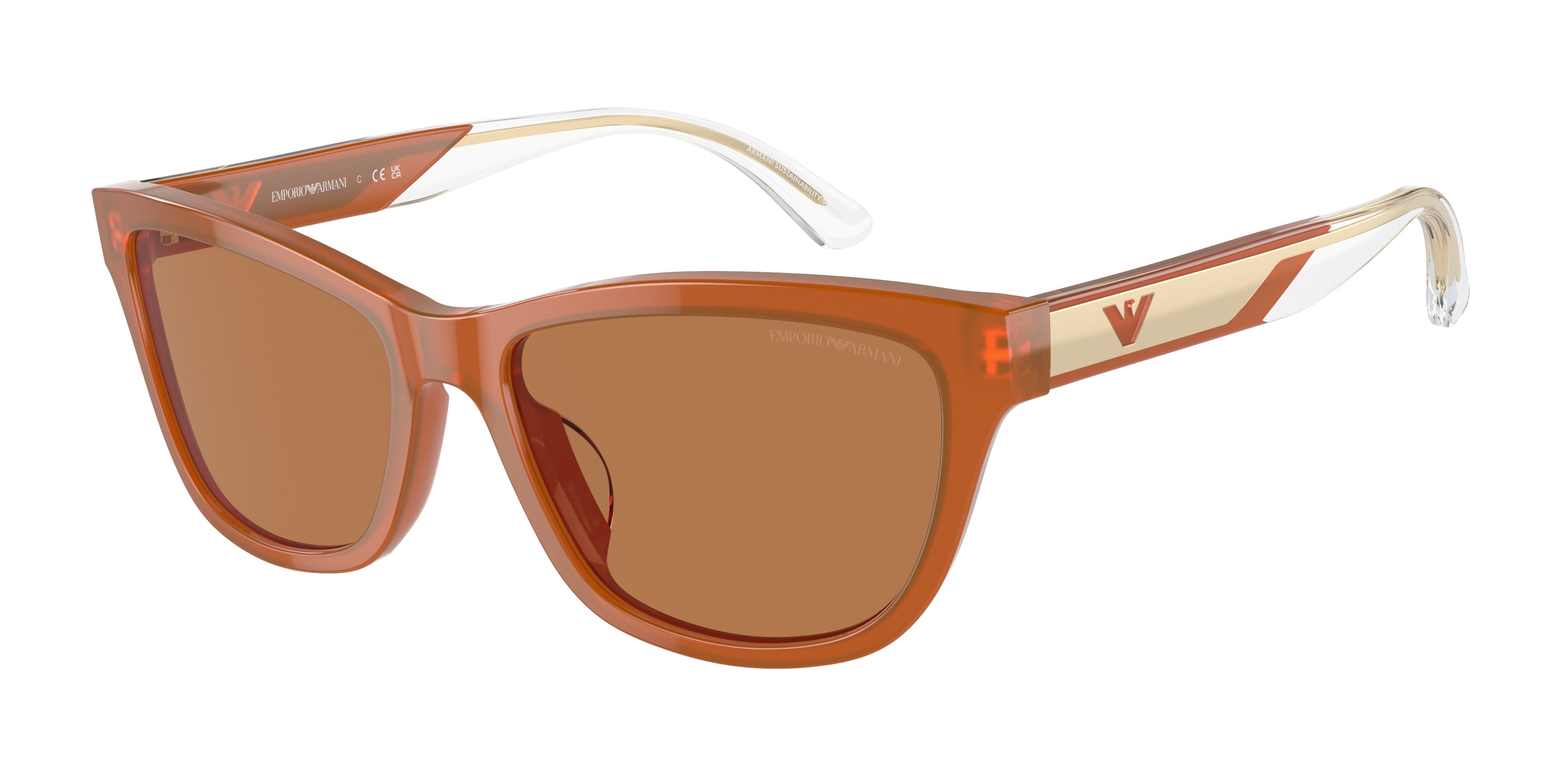 Emporio Armani EA4227U Cat Eye Sunglasses 609773-Opaline Orange 56-140-17 - Color Map Orange