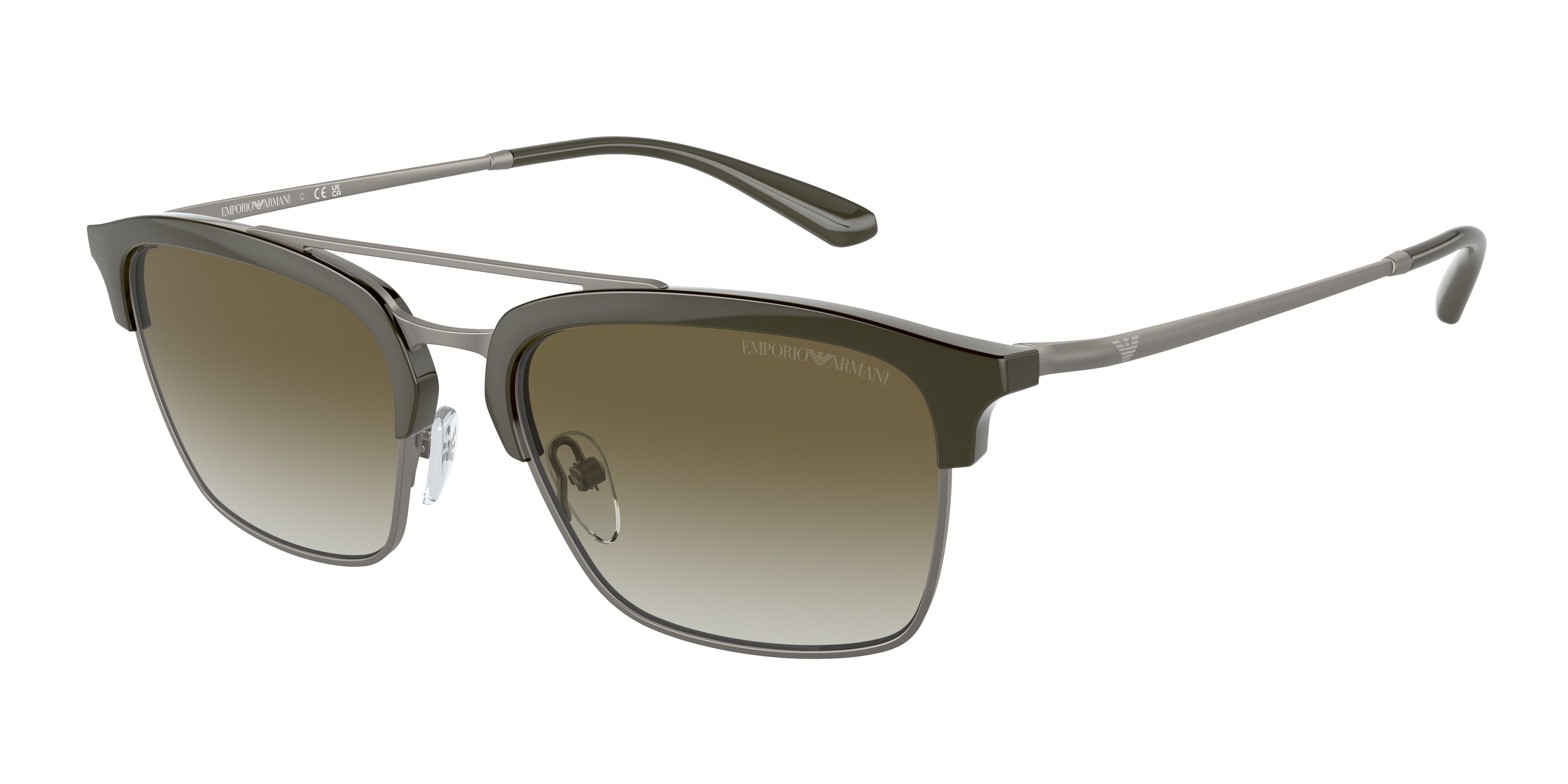 Emporio Armani EA4228 Pilot Sunglasses 30038E-Shiny Green/Matte Gunmetal 55-145-18 - Color Map Green