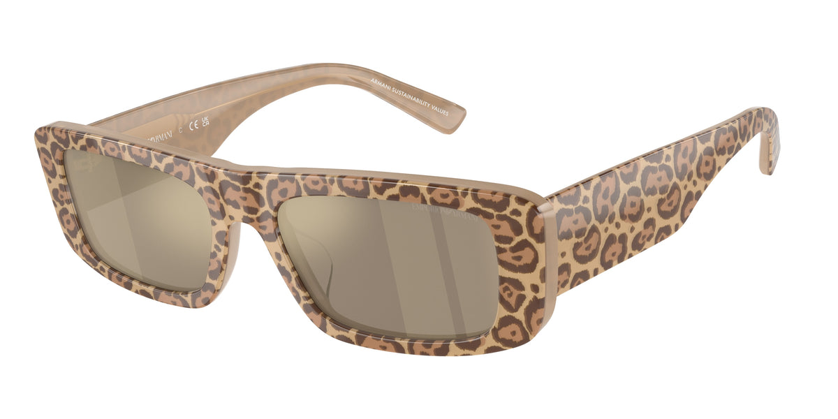 Emporio Armani EA4229U Rectangle Sunglasses 61195A-Leopard 55-145-18 - Color Map Brown