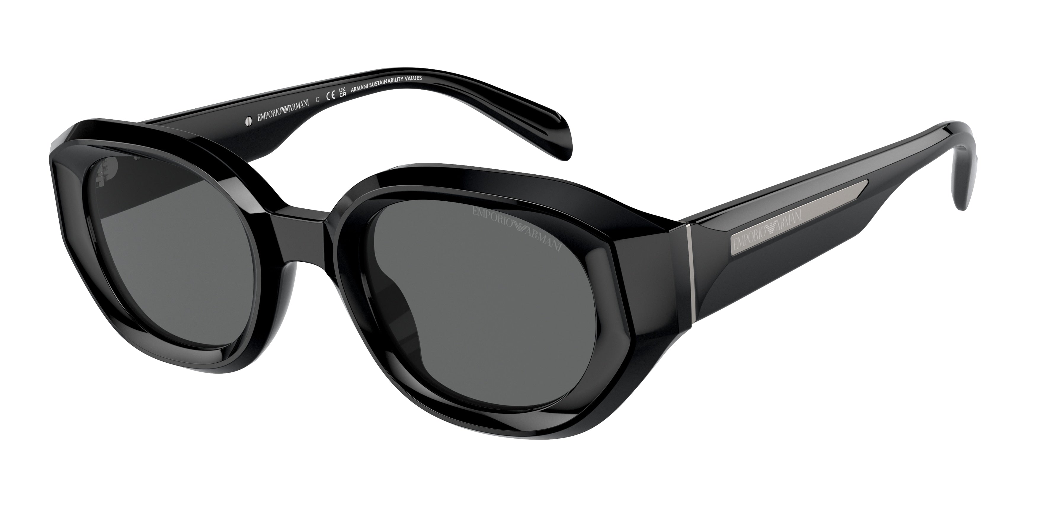 Emporio Armani EA4230U Irregular Sunglasses  501787-Shiny Black 48-145-25 - Color Map Black