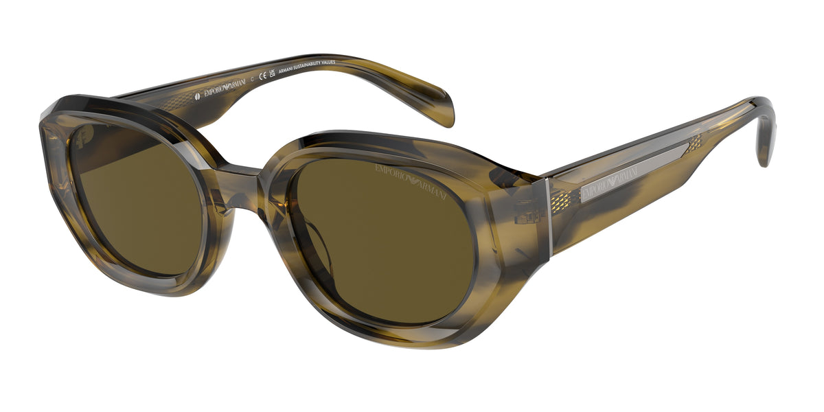 Emporio Armani EA4230U Irregular Sunglasses 614873-Shiny Striped Green 48-145-25 - Color Map Green