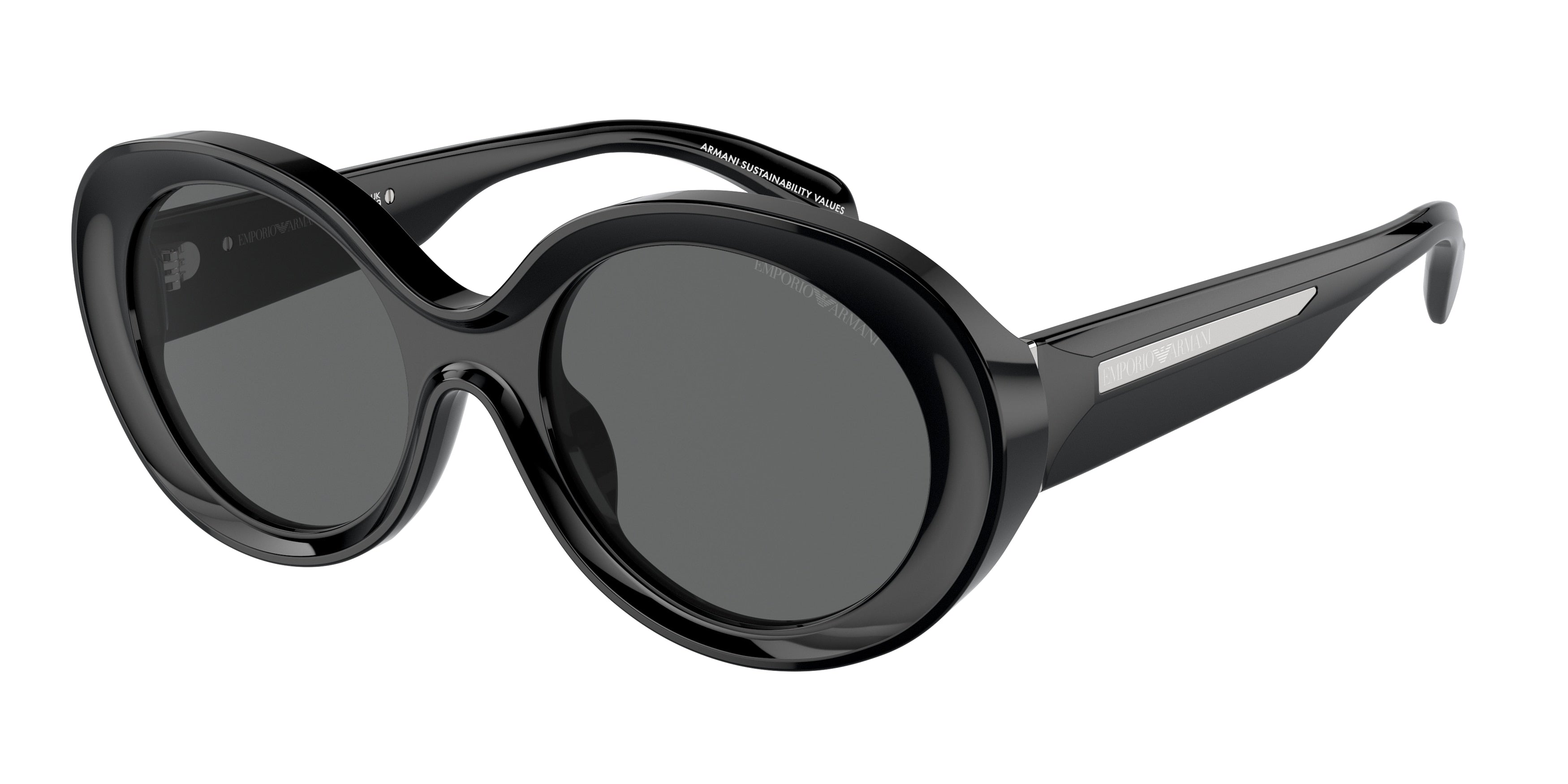 Emporio Armani EA4231U Oval Sunglasses 501787-Shiny Black 53-140-20 - Color Map Black