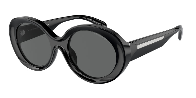 Emporio Armani EA4231U Oval Sunglasses 501787-Shiny Black 53-140-20 - Color Map Black