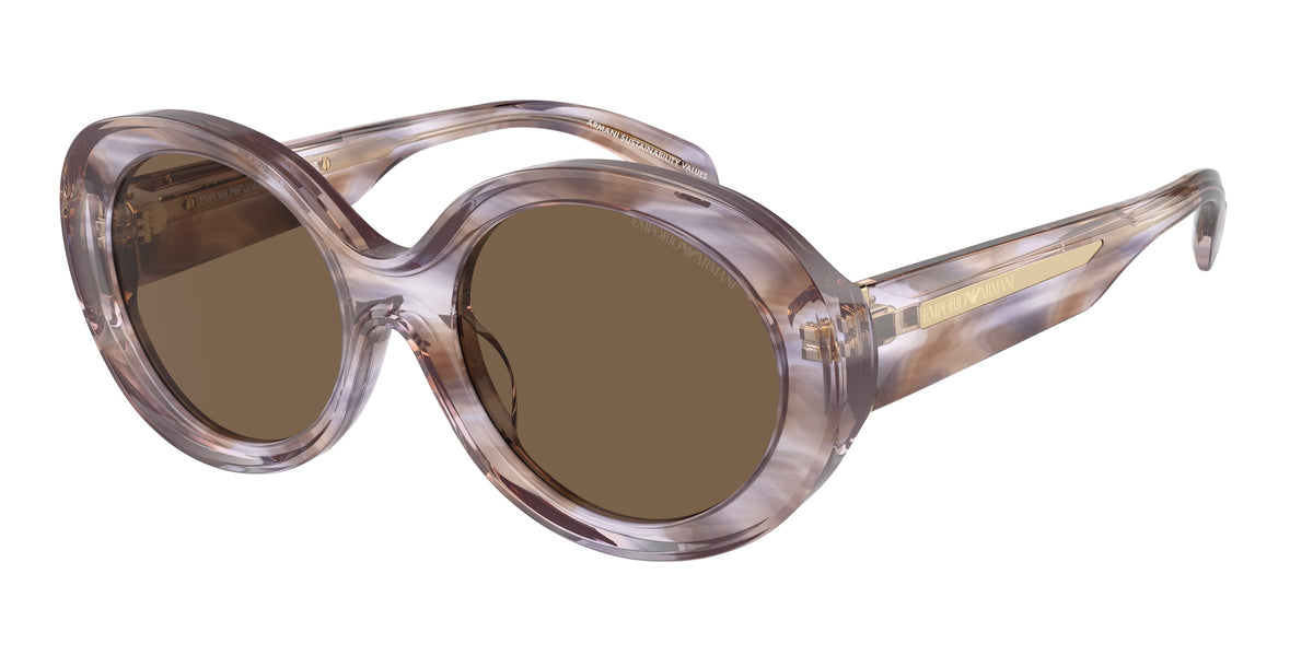 Emporio Armani EA4231U Oval Sunglasses 615673-Striped Brown 53-140-20 - Color Map Tortoise