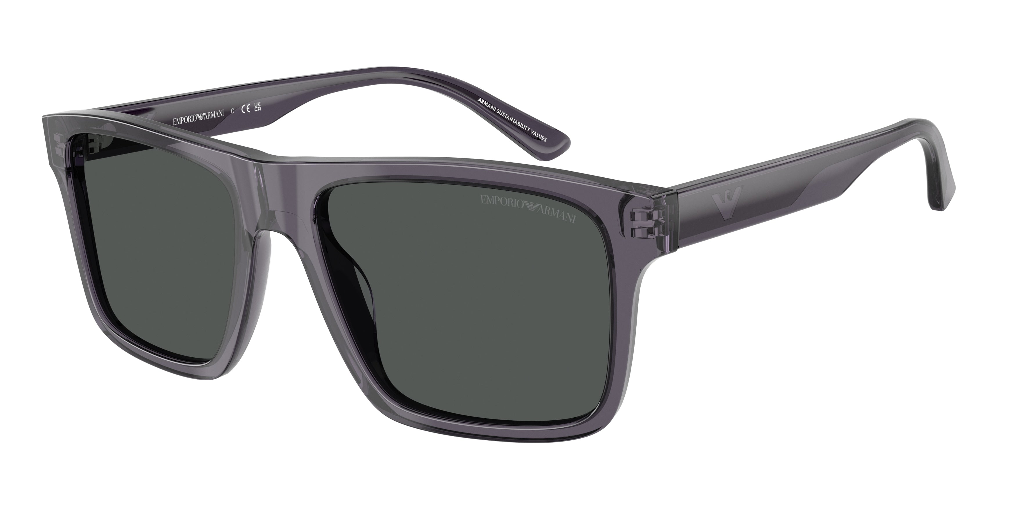 Emporio Armani EA4232F Square Sunglasses 610687-Transparent Dark Grey 57-145-18 - Color Map Grey