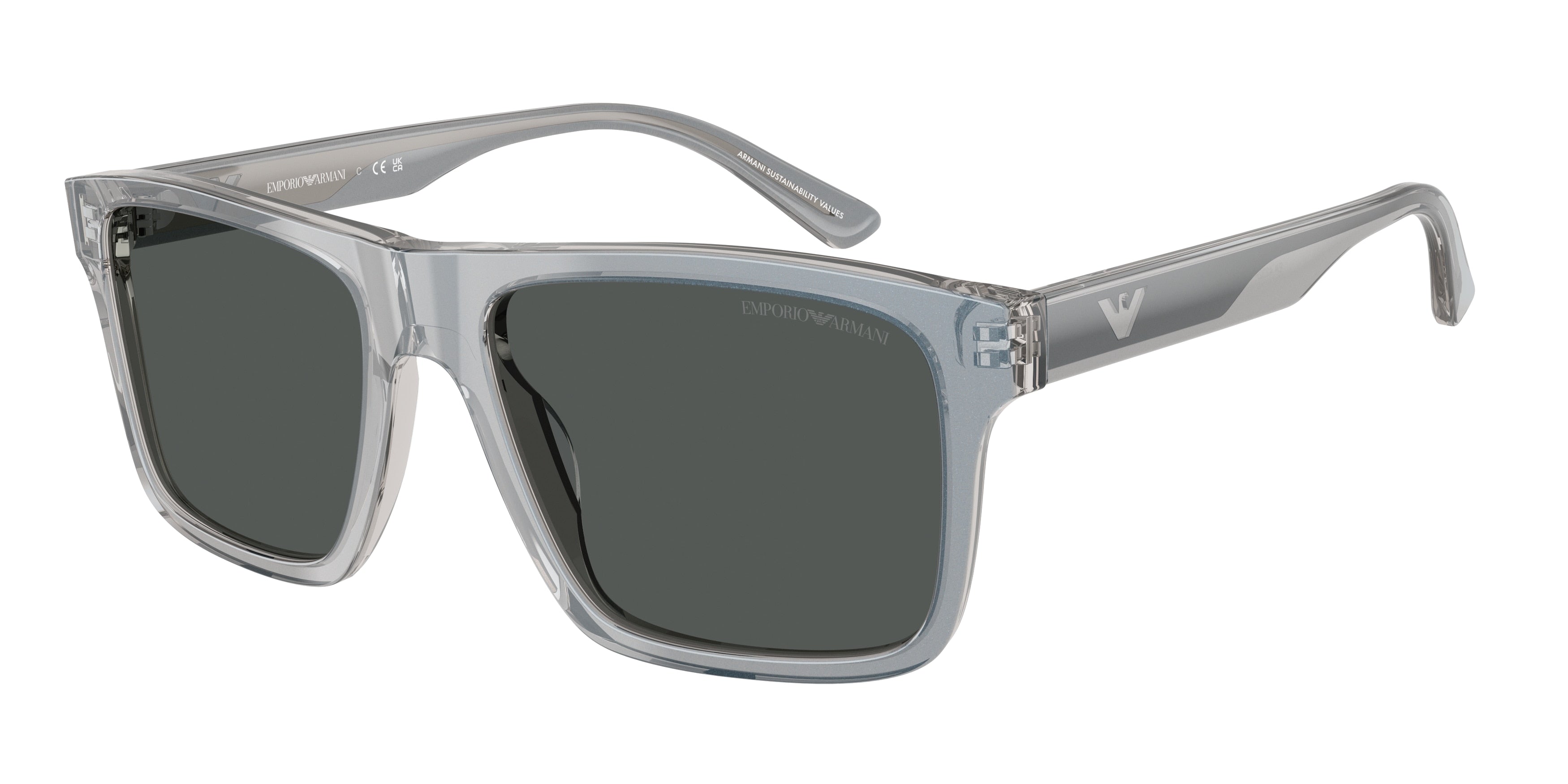 Emporio Armani EA4232F Square Sunglasses 617787-Iridescent Grey 57-145-18 - Color Map Grey