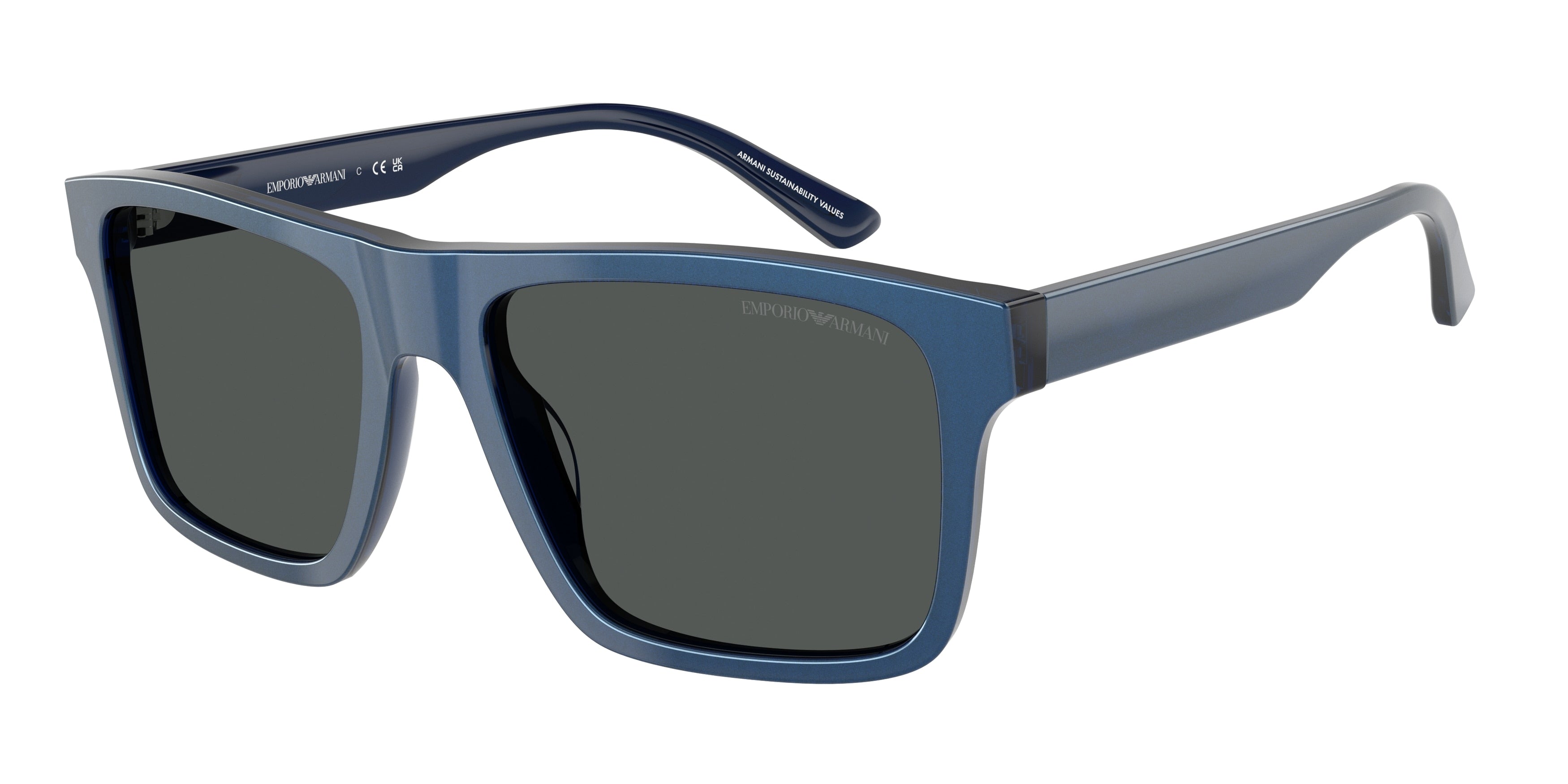 Emporio Armani EA4232 Square Sunglasses 617587-Iridescent Blue 57-145-18 - Color Map Blue