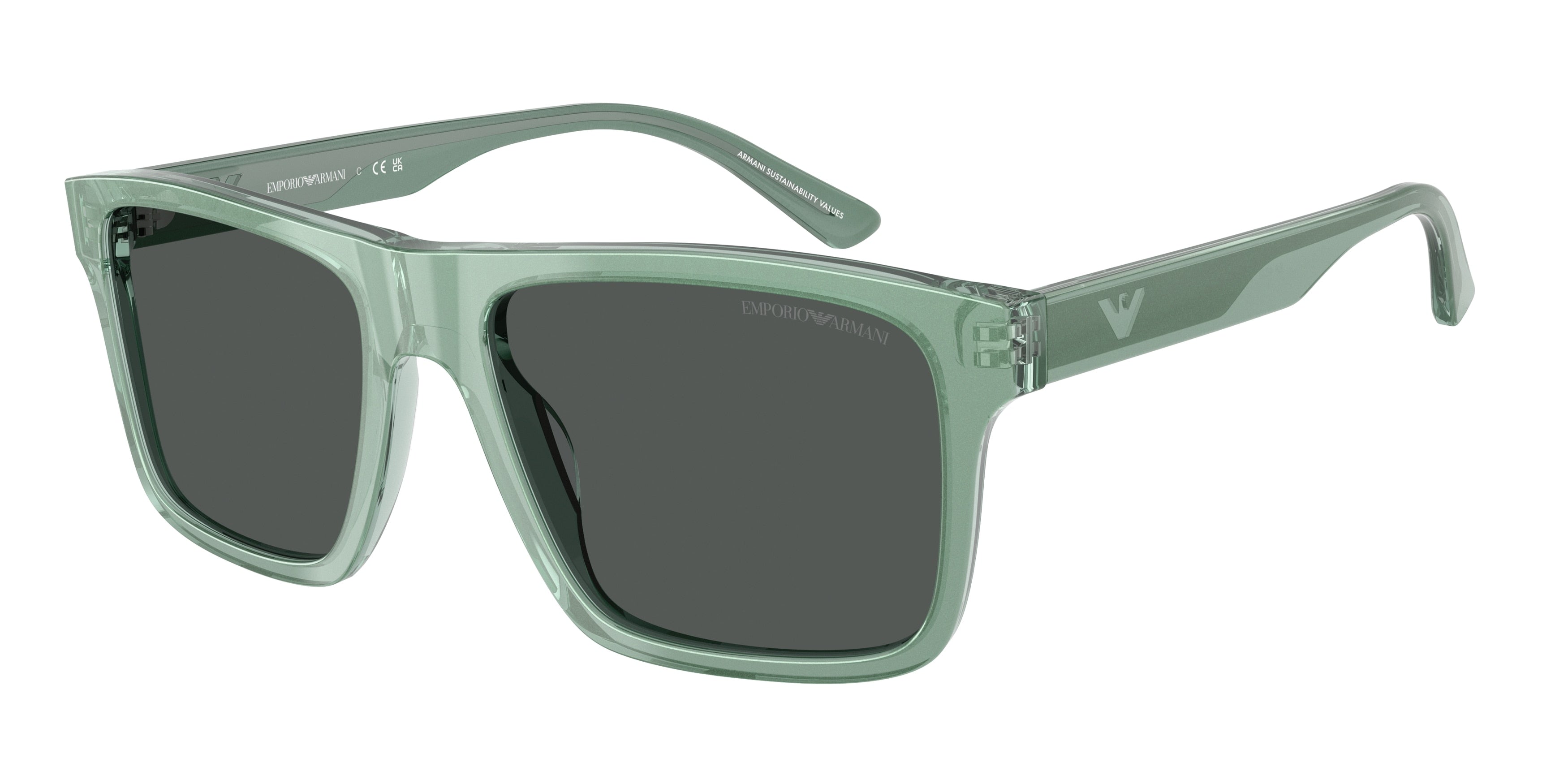 Emporio Armani EA4232 Square Sunglasses 617687-Iridescent Green 57-145-18 - Color Map Green