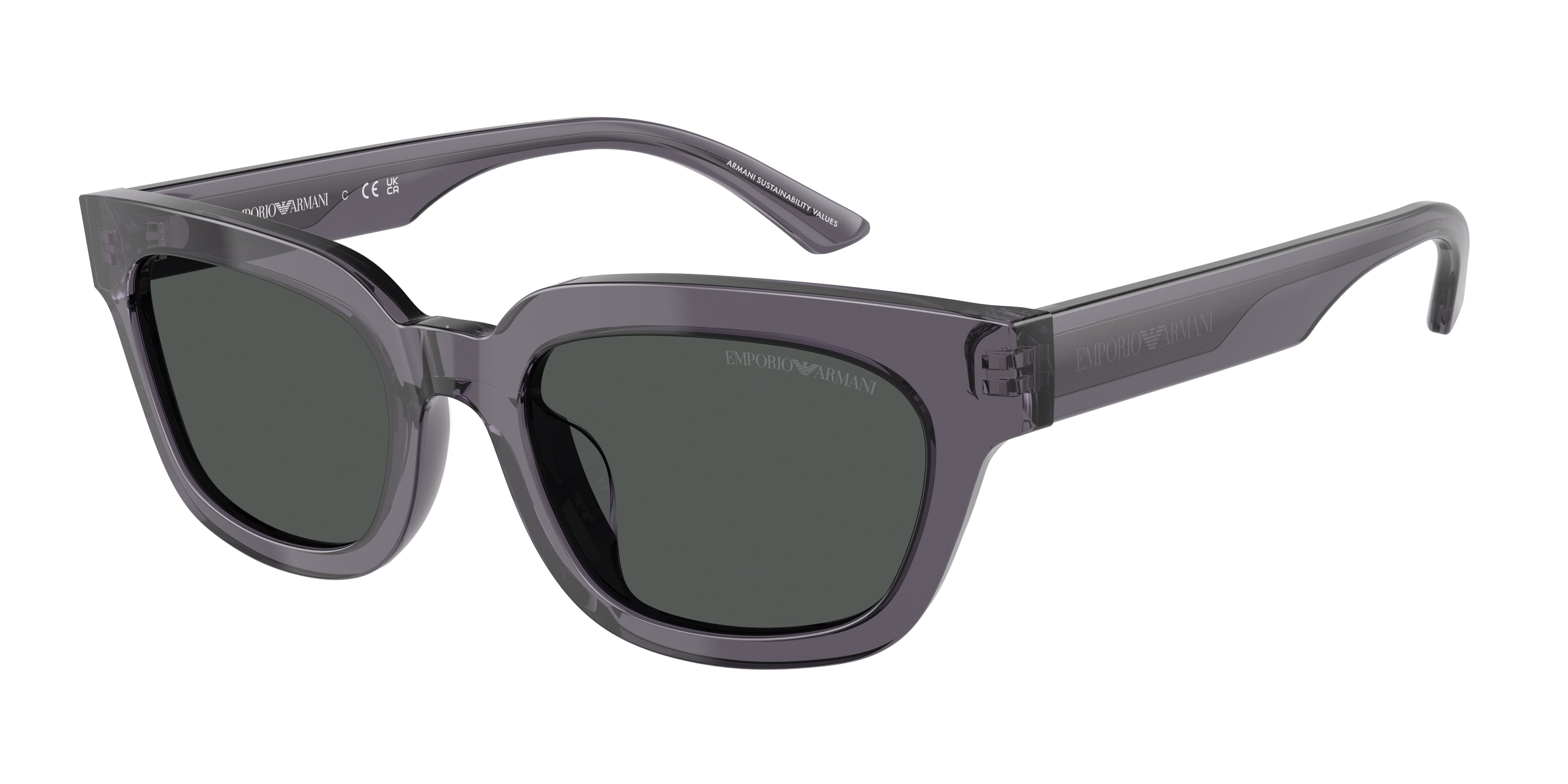 Emporio Armani EA4233U Irregular Sunglasses 610687-Transparent Grey 53-140-20 - Color Map Grey