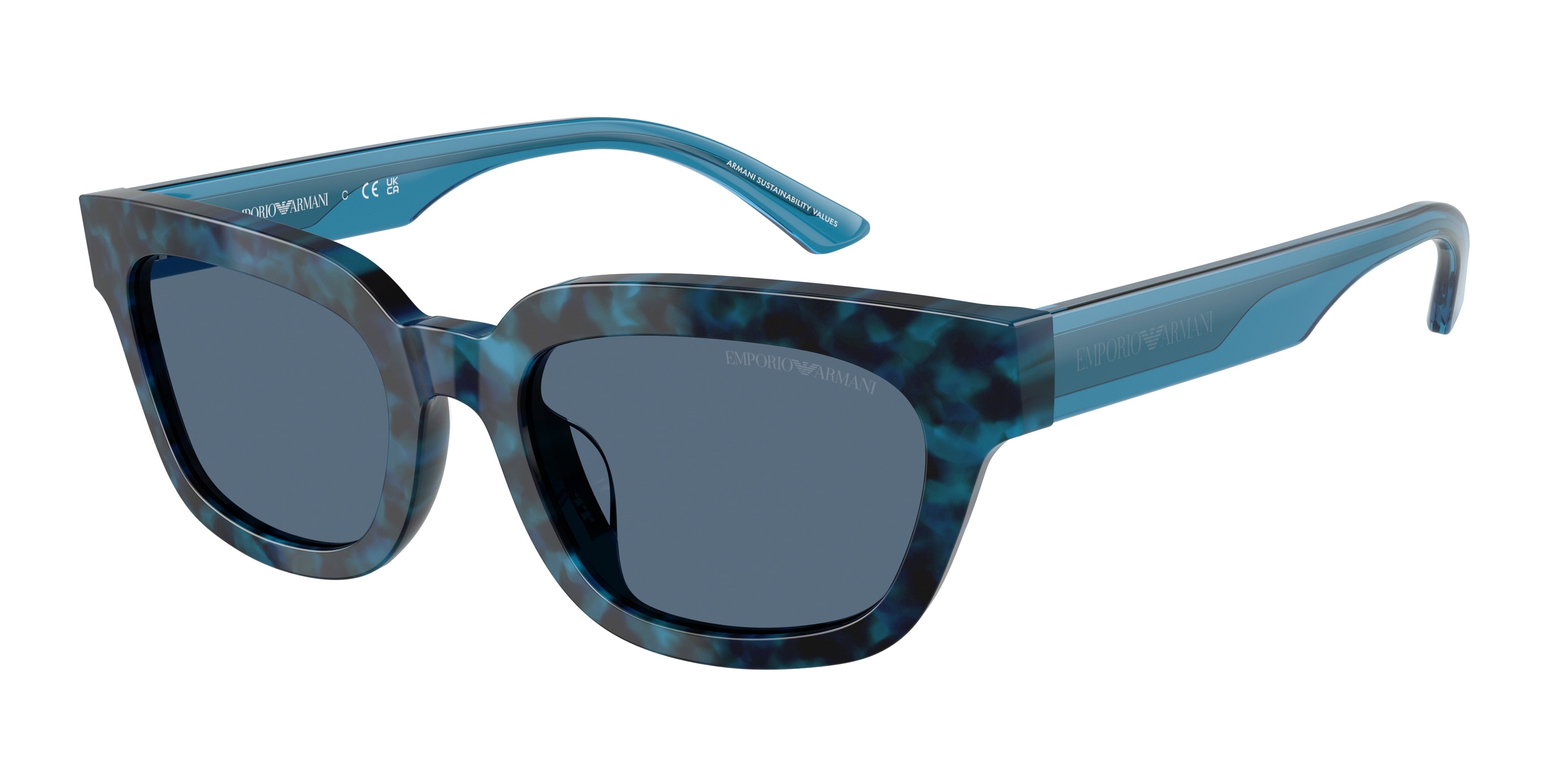 Emporio Armani EA4233U Irregular Sunglasses 618080-Havana Blue 53-140-20 - Color Map Blue