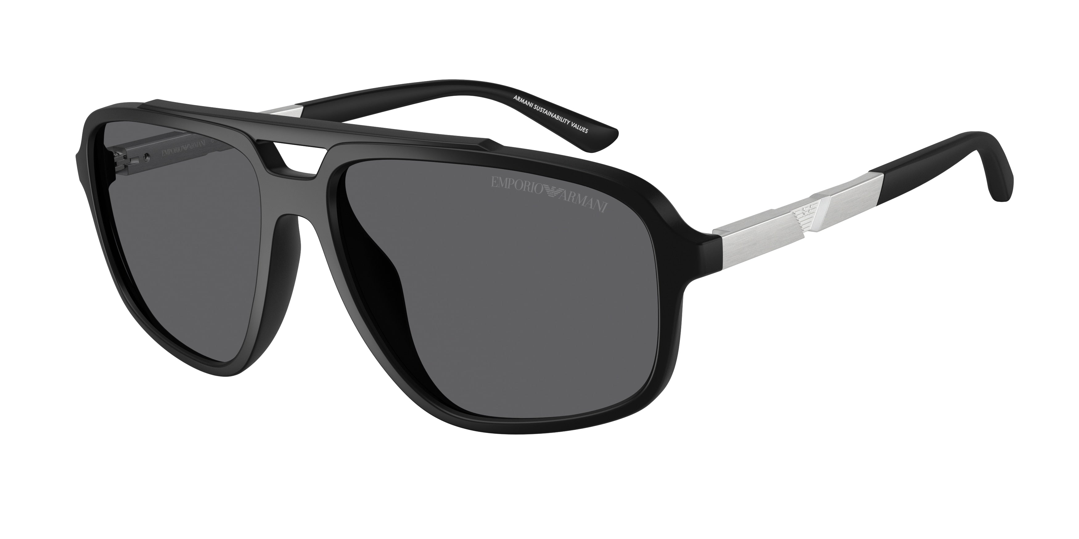 Emporio Armani EA4236U Pilot Sunglasses 5001T3-Matte Black 59-145-15 - Color Map Black