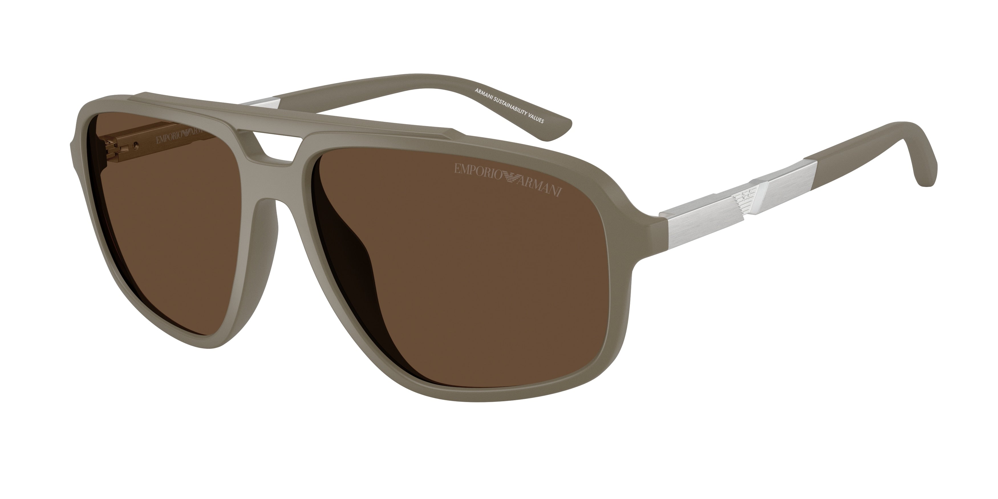 Emporio Armani EA4236U Pilot Sunglasses 543773-Matte Beige 59-145-15 - Color Map Brown
