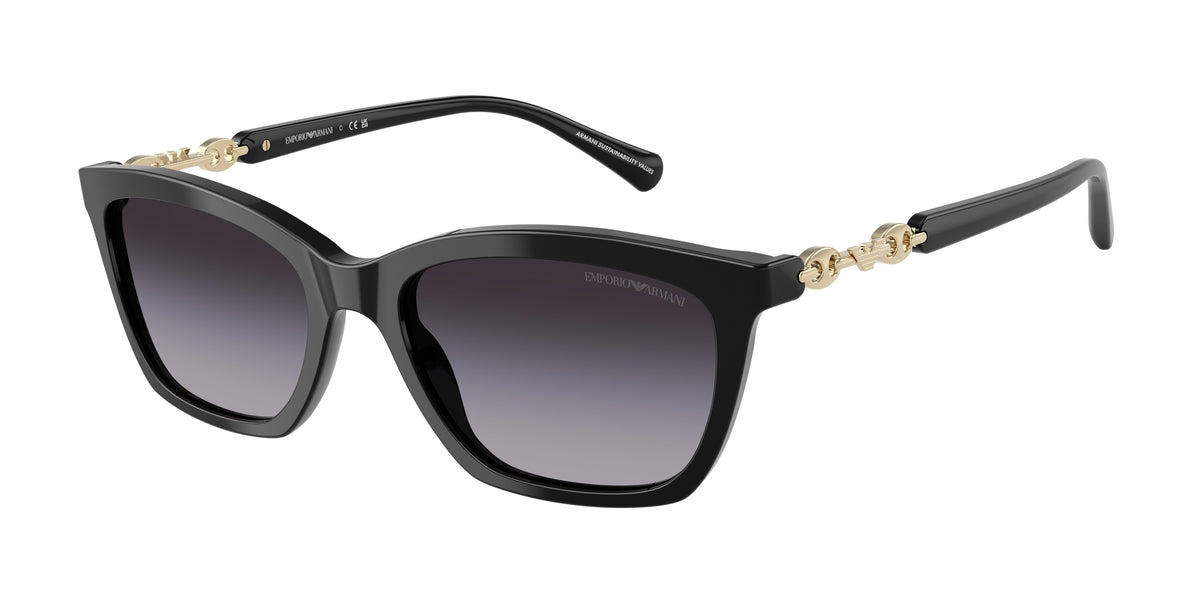 Emporio Armani EA4238F Cat Eye Sunglasses 50178G-Shiny Black 54-140-18 - Color Map Black