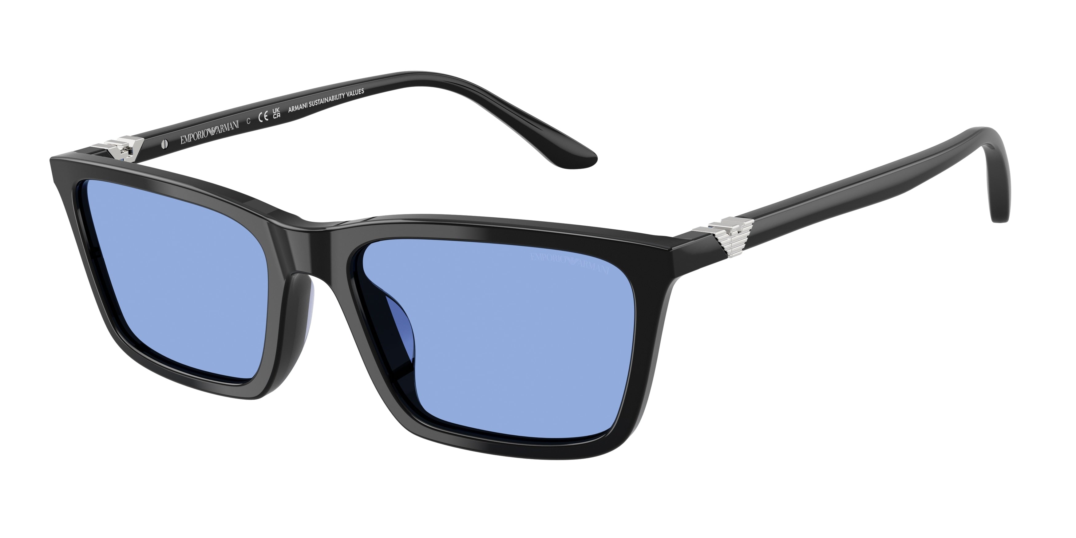 Emporio Armani EA4239U Rectangle Sunglasses 501780-Shiny Black 55-140-18 - Color Map Black