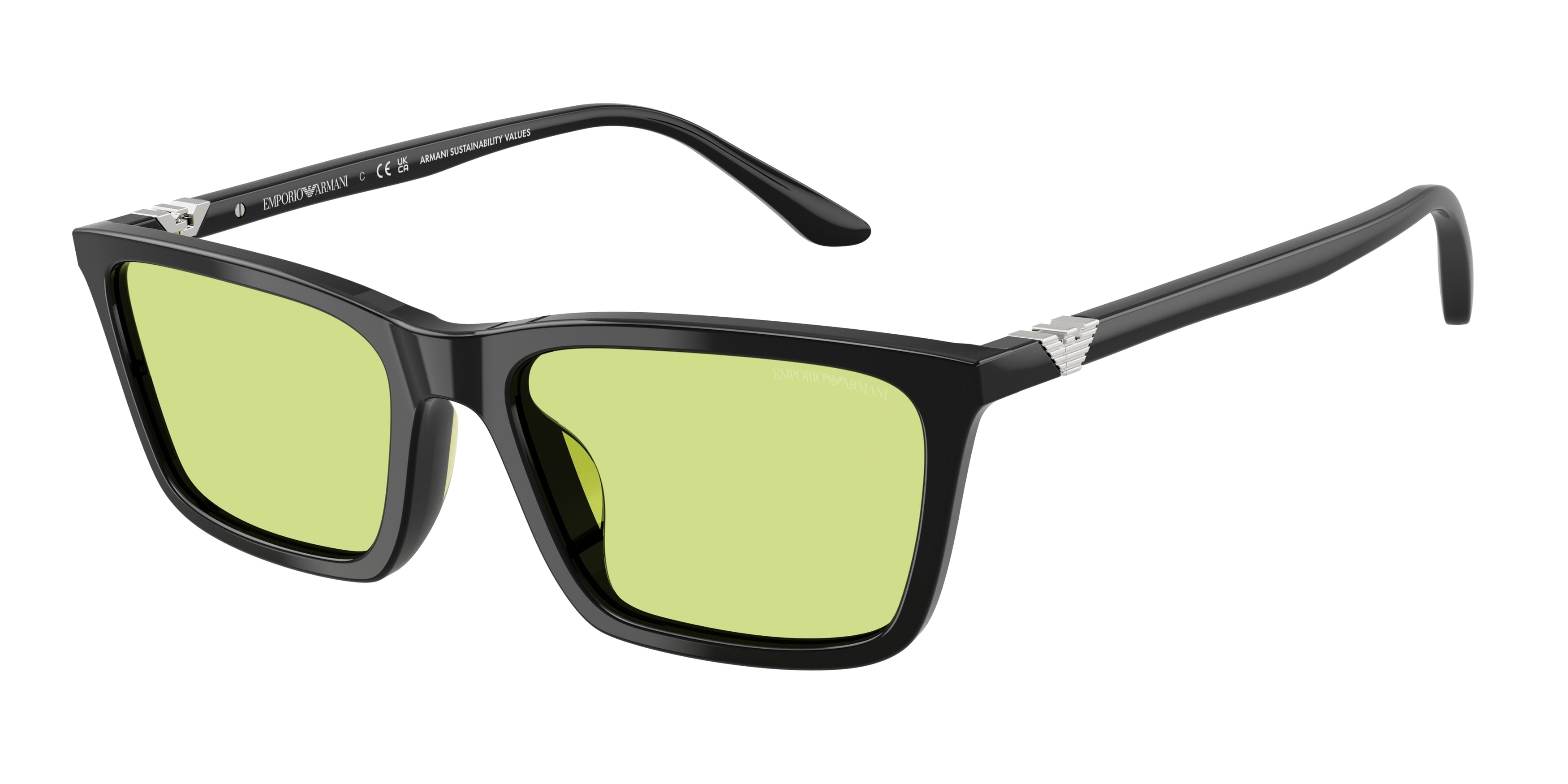 Emporio Armani EA4239U Rectangle Sunglasses 5017/2-Shiny Black 55-140-18 - Color Map Black