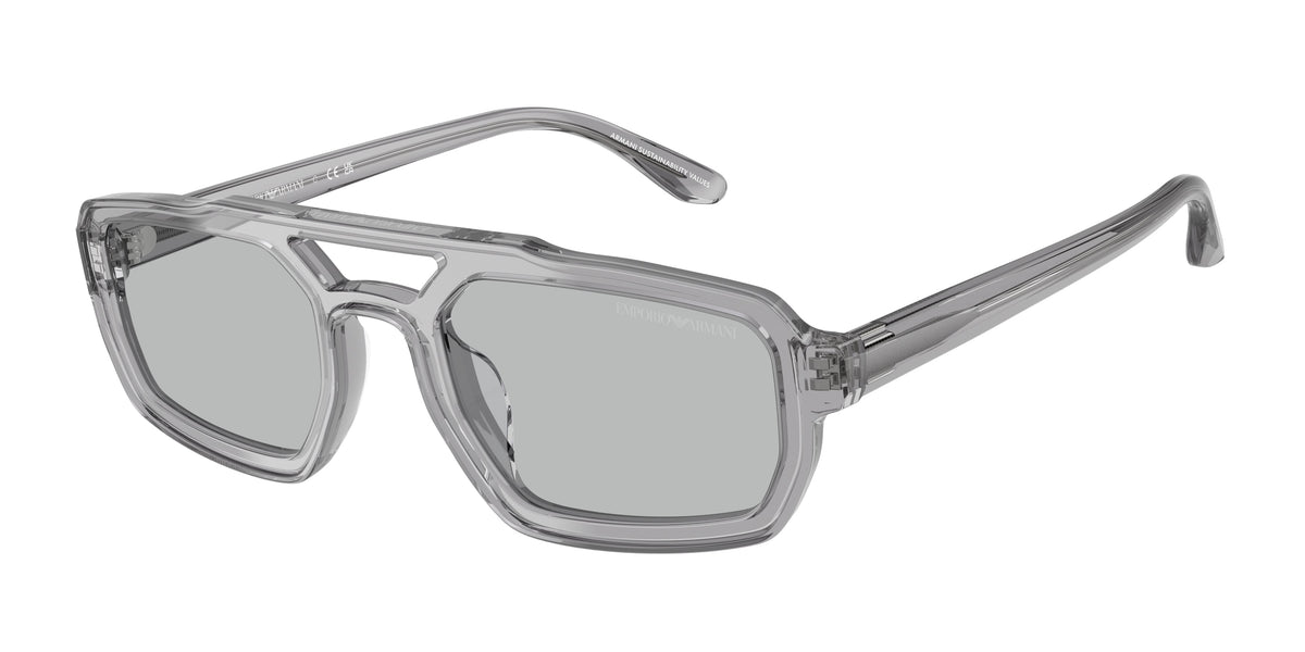Emporio Armani EA4240U Irregular Sunglasses 620287-Shiny Transparent Grey 53-145-22 - Color Map Grey