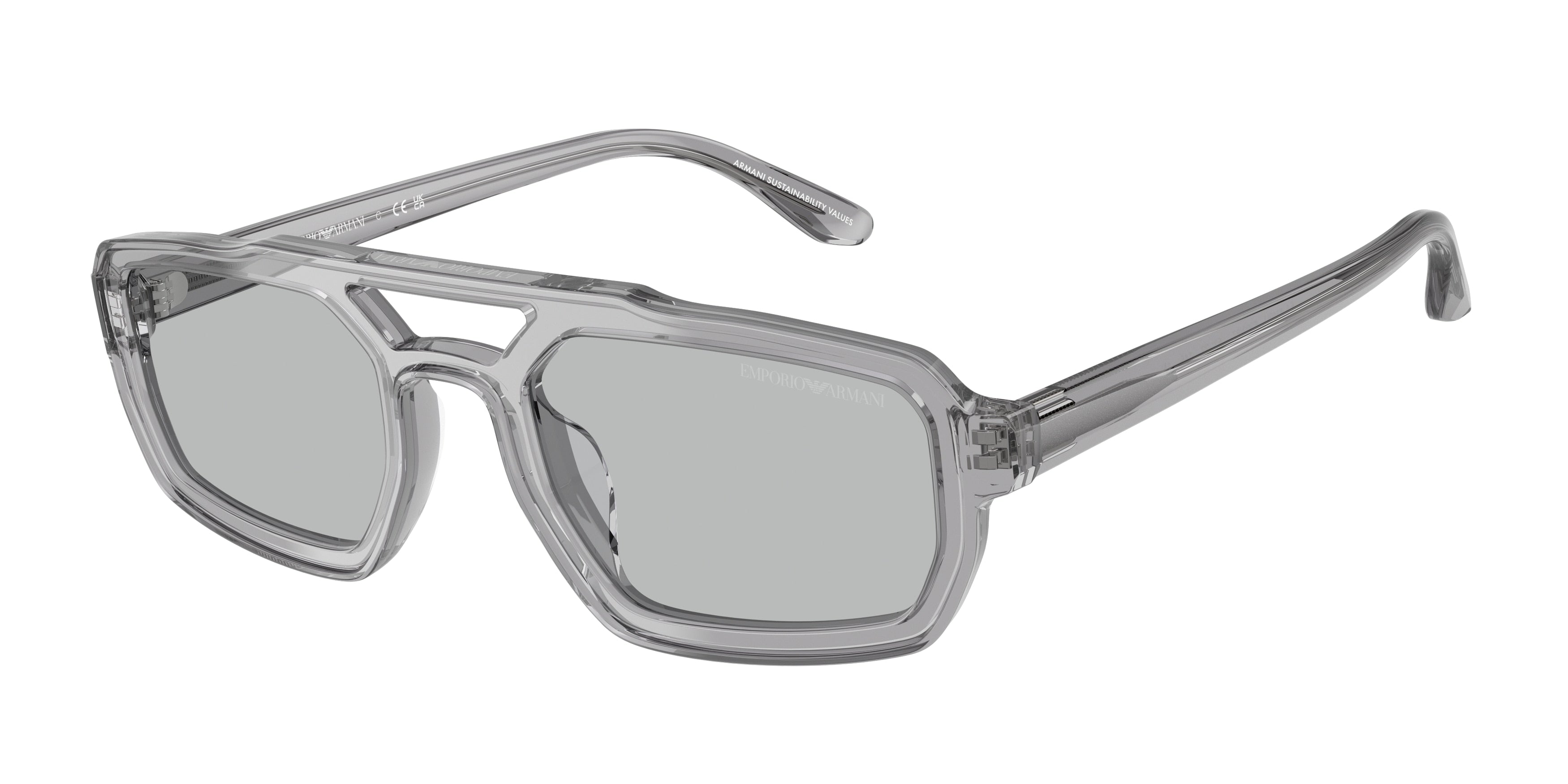 Emporio Armani EA4240U Irregular Sunglasses  620287-Shiny Transparent Grey 53-145-22 - Color Map Grey