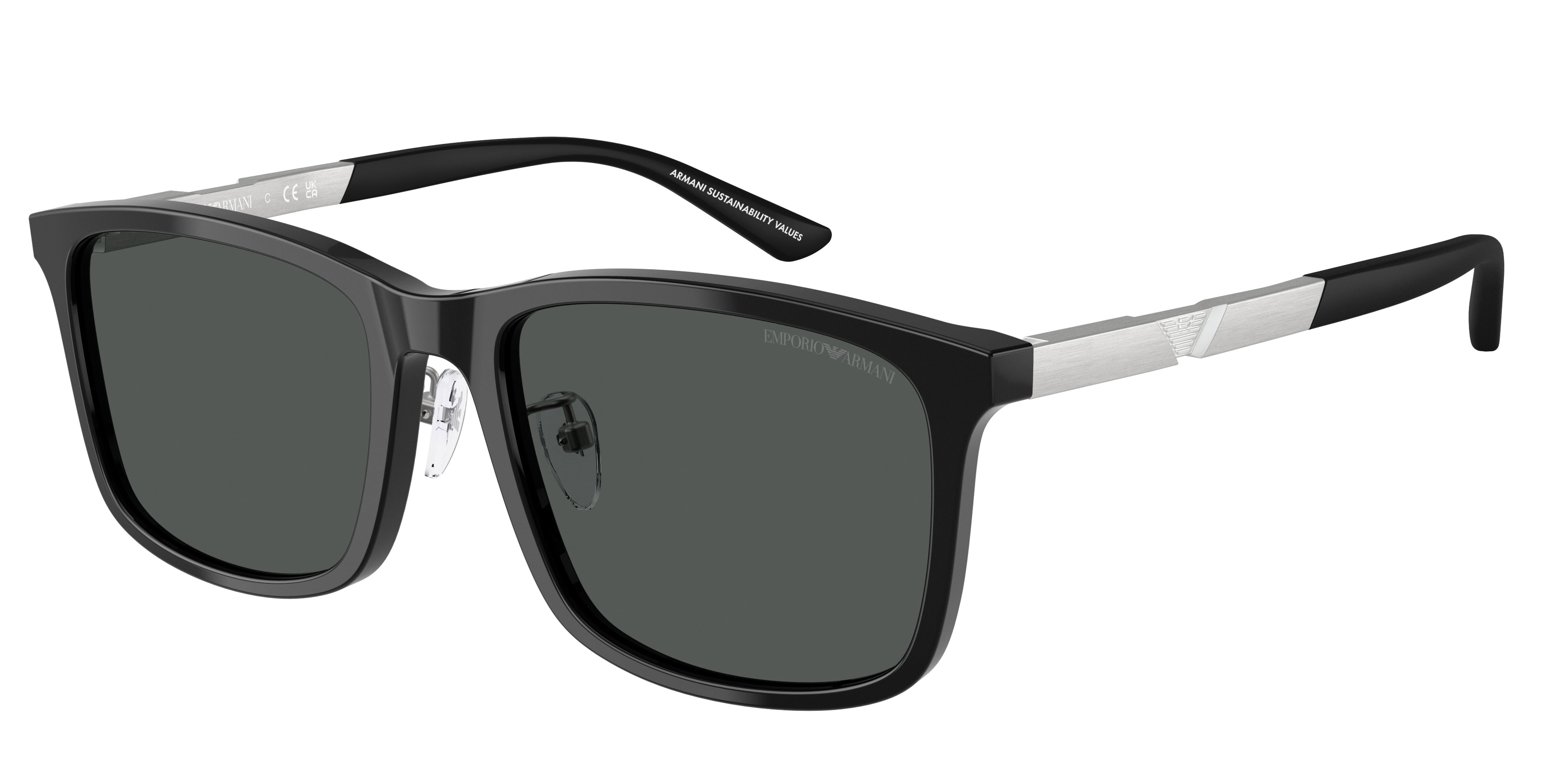 Emporio Armani EA4241D Square Sunglasses 501787-Shiny Black 57-145-19 - Color Map Black