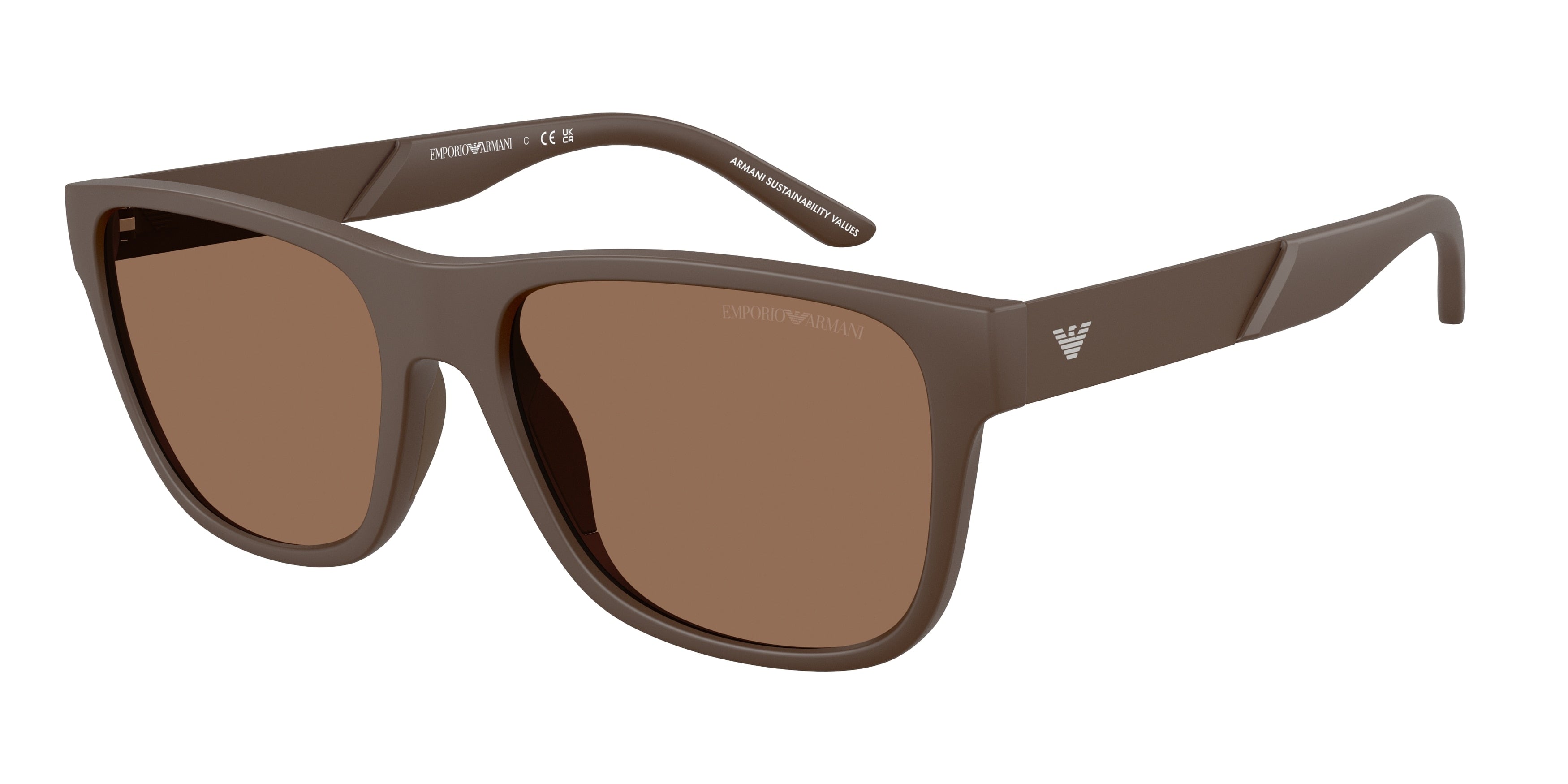 Emporio Armani EA4243F Square Sunglasses 624373-Matte Brown 57-145-19 - Color Map Brown