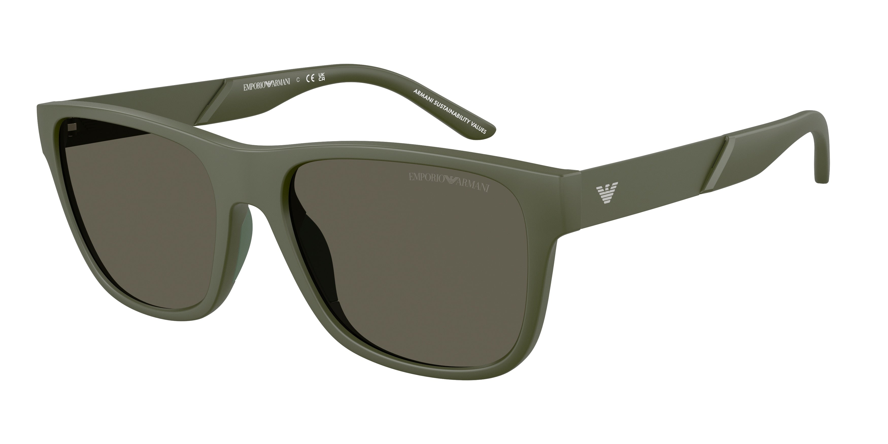 Emporio Armani EA4243 Square Sunglasses 618471-Matte Green 56-145-18 - Color Map Green