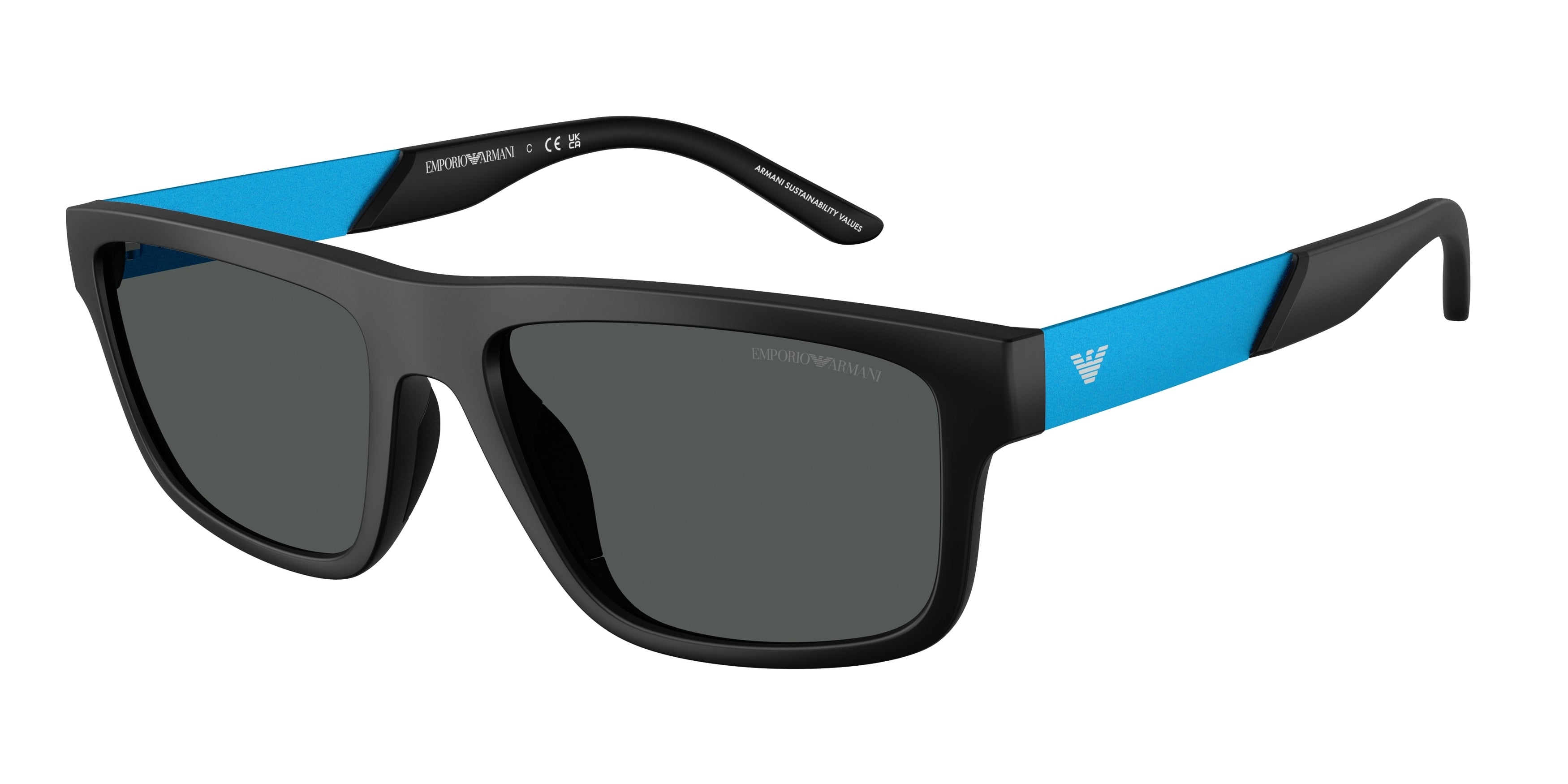 Emporio Armani EA4244U Rectangle Sunglasses 500187-Matte Black 57-145-18 - Color Map Black