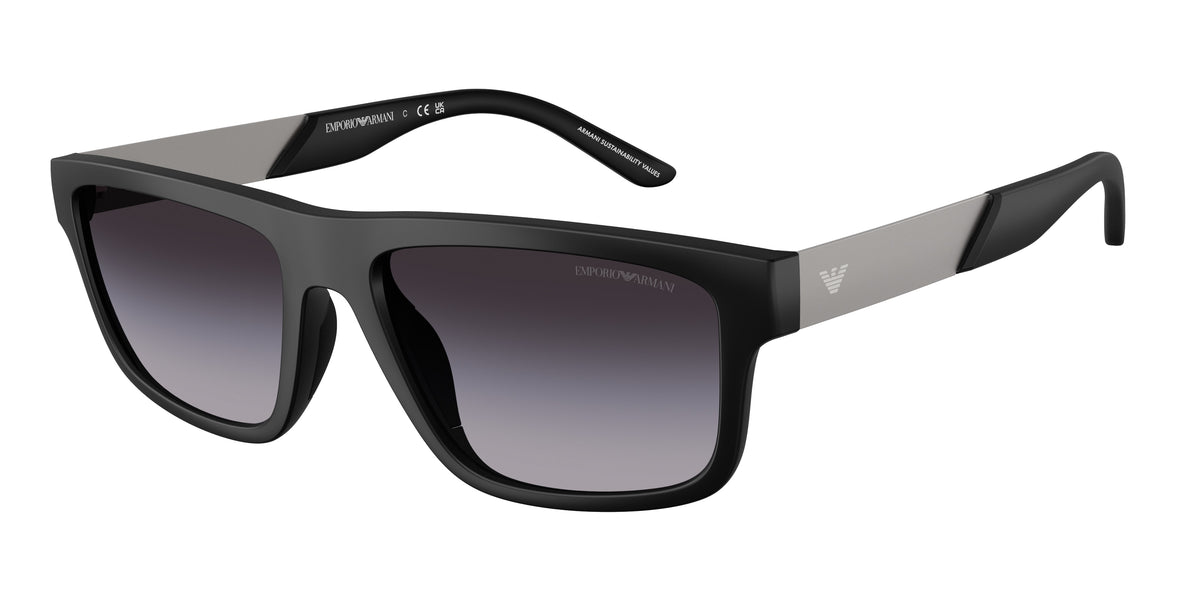 Emporio Armani EA4244U Rectangle Sunglasses for Men — Free Shipping - 57-145-18 / 50018G-Matte Black