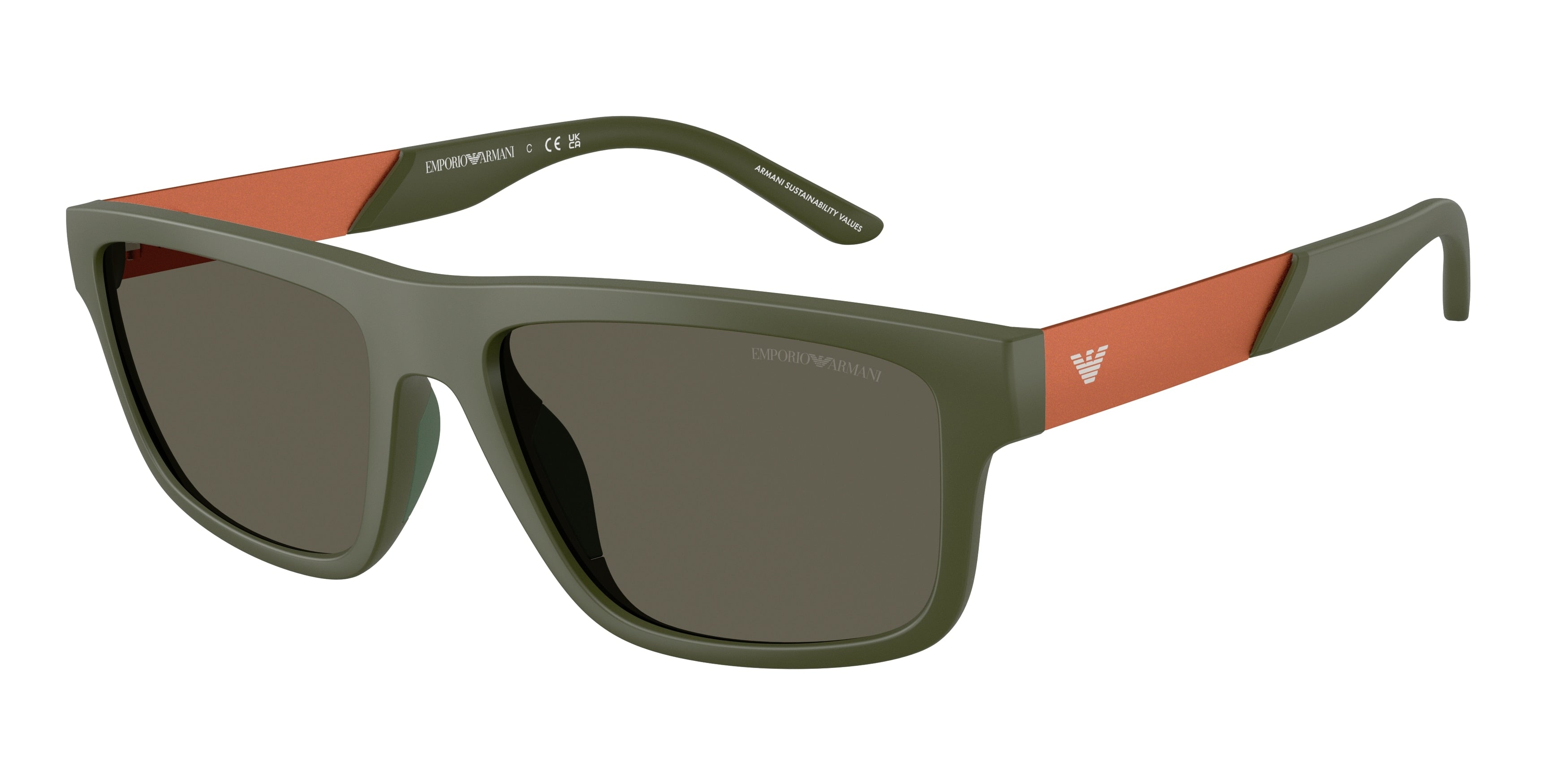 Emporio Armani EA4244U Rectangle Sunglasses  618471-Matte Green 57-145-18 - Color Map Green
