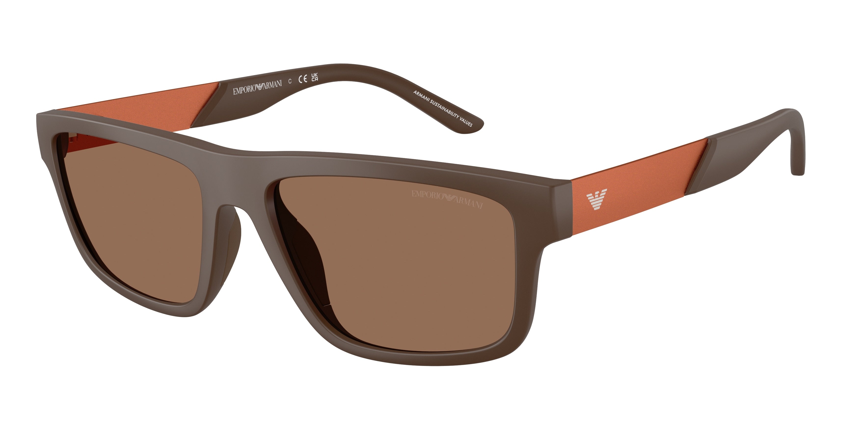 Emporio Armani EA4244U Rectangle Sunglasses  624373-Matte Brown 57-145-18 - Color Map Brown