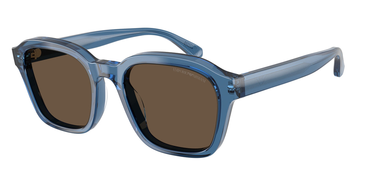 Emporio Armani EA4245U Irregular Sunglasses 624787-Shiny Transparent Blue 54-145-21 - Color Map Blue