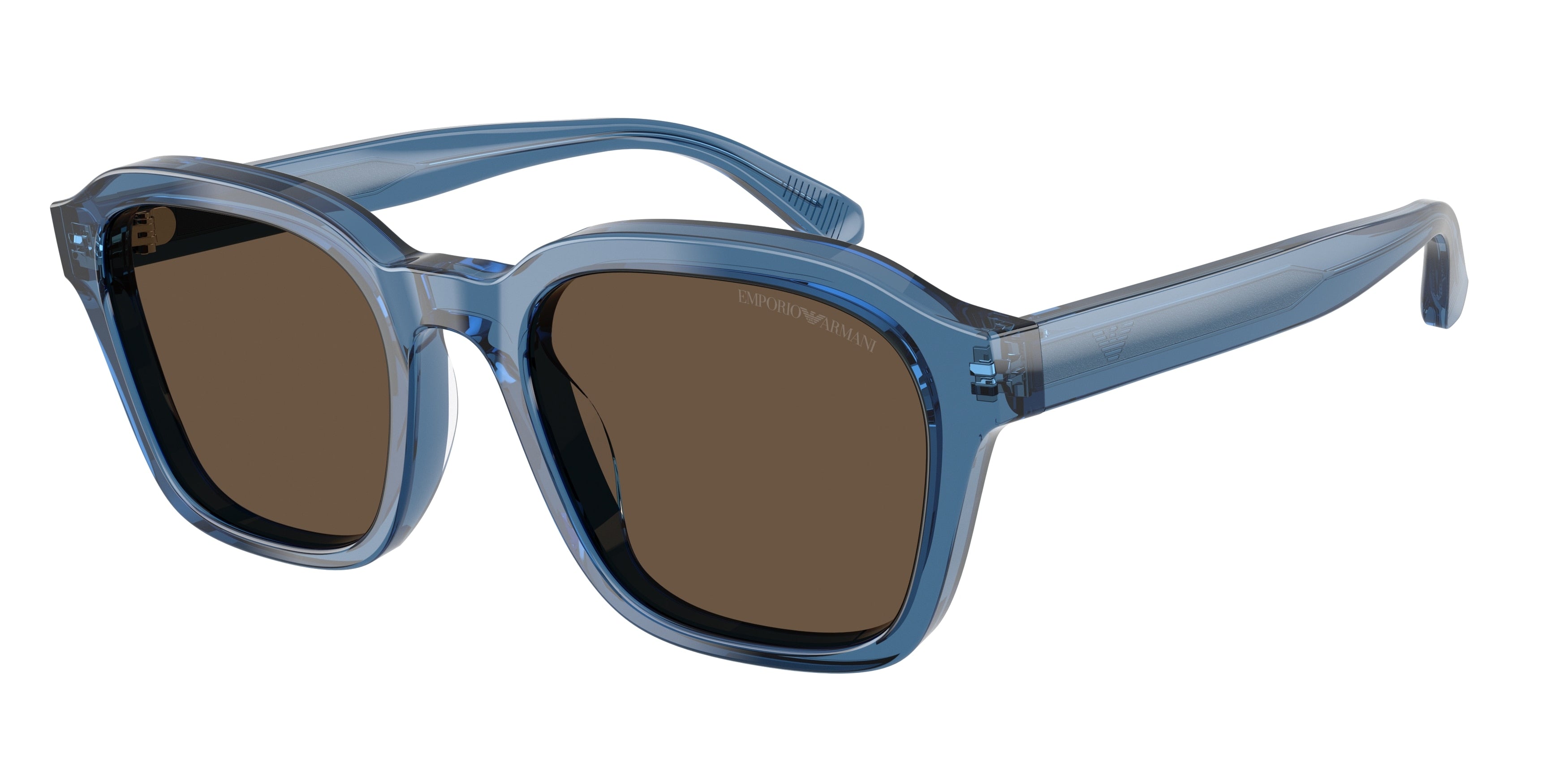 Emporio Armani EA4245U Irregular Sunglasses  624787-Shiny Transparent Blue 54-145-21 - Color Map Blue