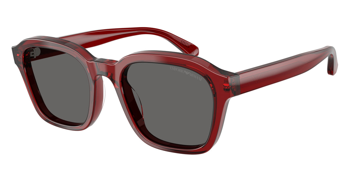 Emporio Armani EA4245U Irregular Sunglasses 624887-Shiny Transparent Red 54-145-21 - Color Map Red