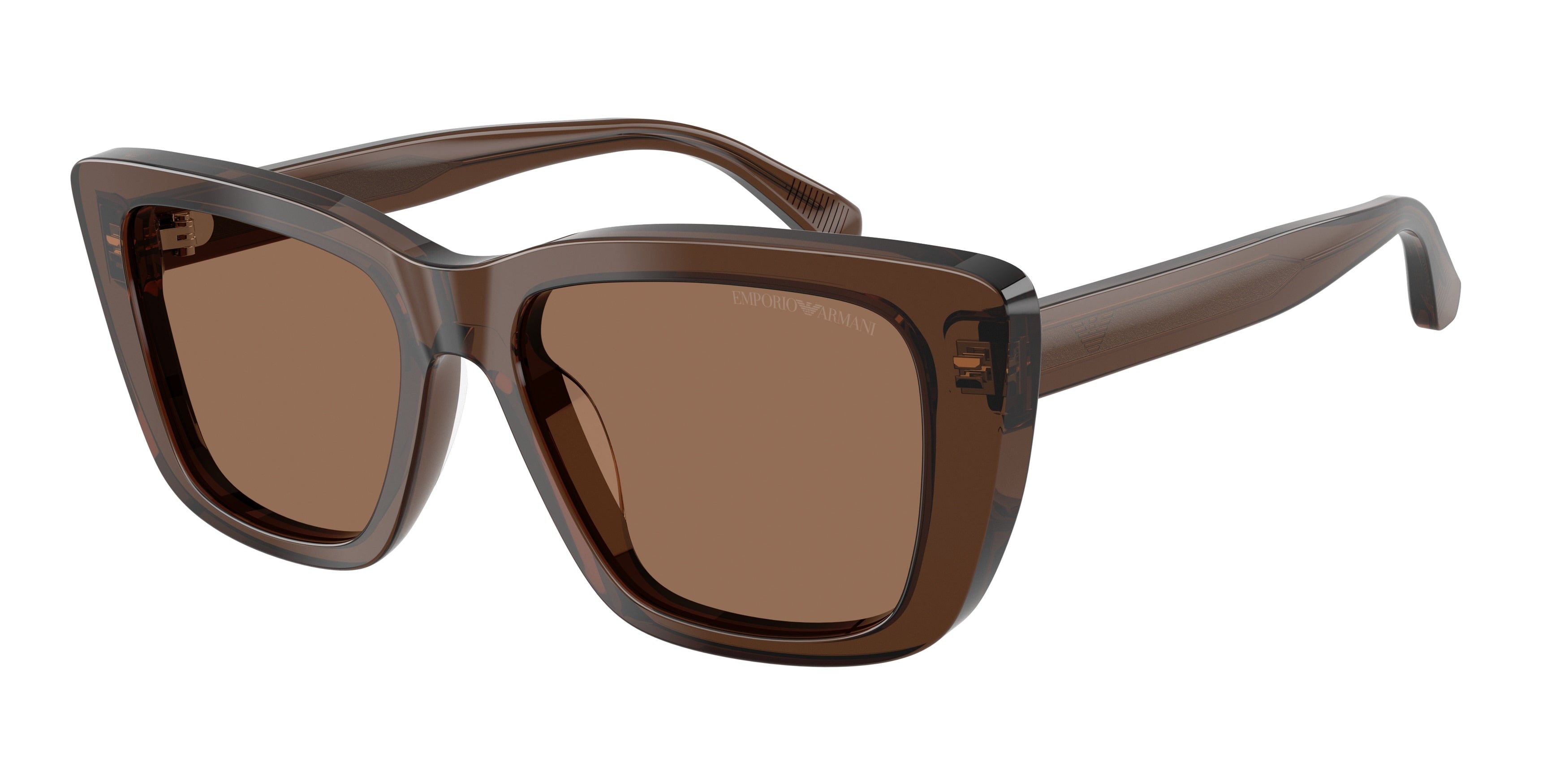 Emporio Armani EA4246U Cat Eye Sunglasses 625173-Shiny Transparent Brown 54-140-17 - Color Map Brown