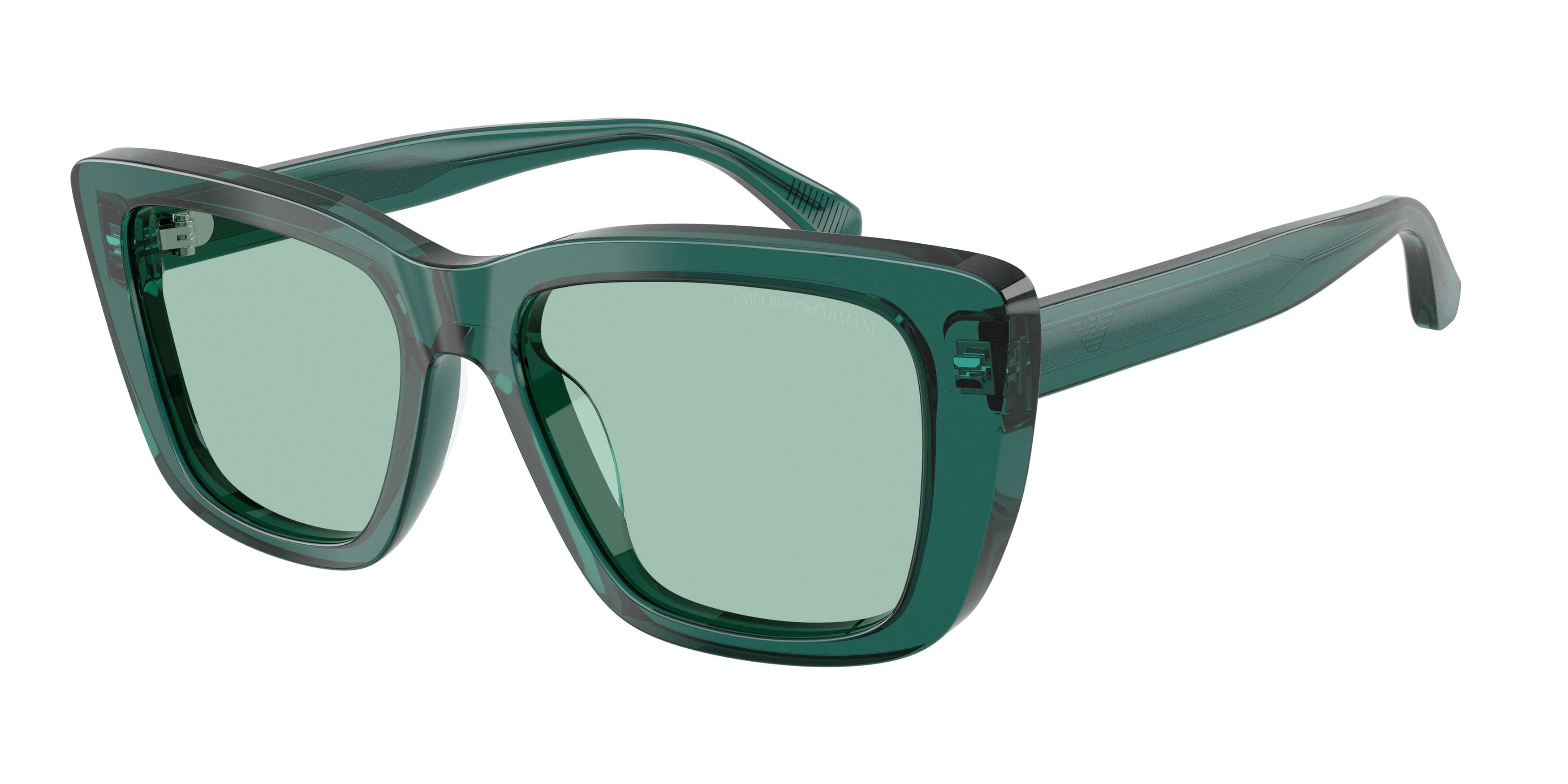 Emporio Armani EA4246U Cat Eye Sunglasses 6252/2-Shiny Transparent Green 54-140-17 - Color Map Green