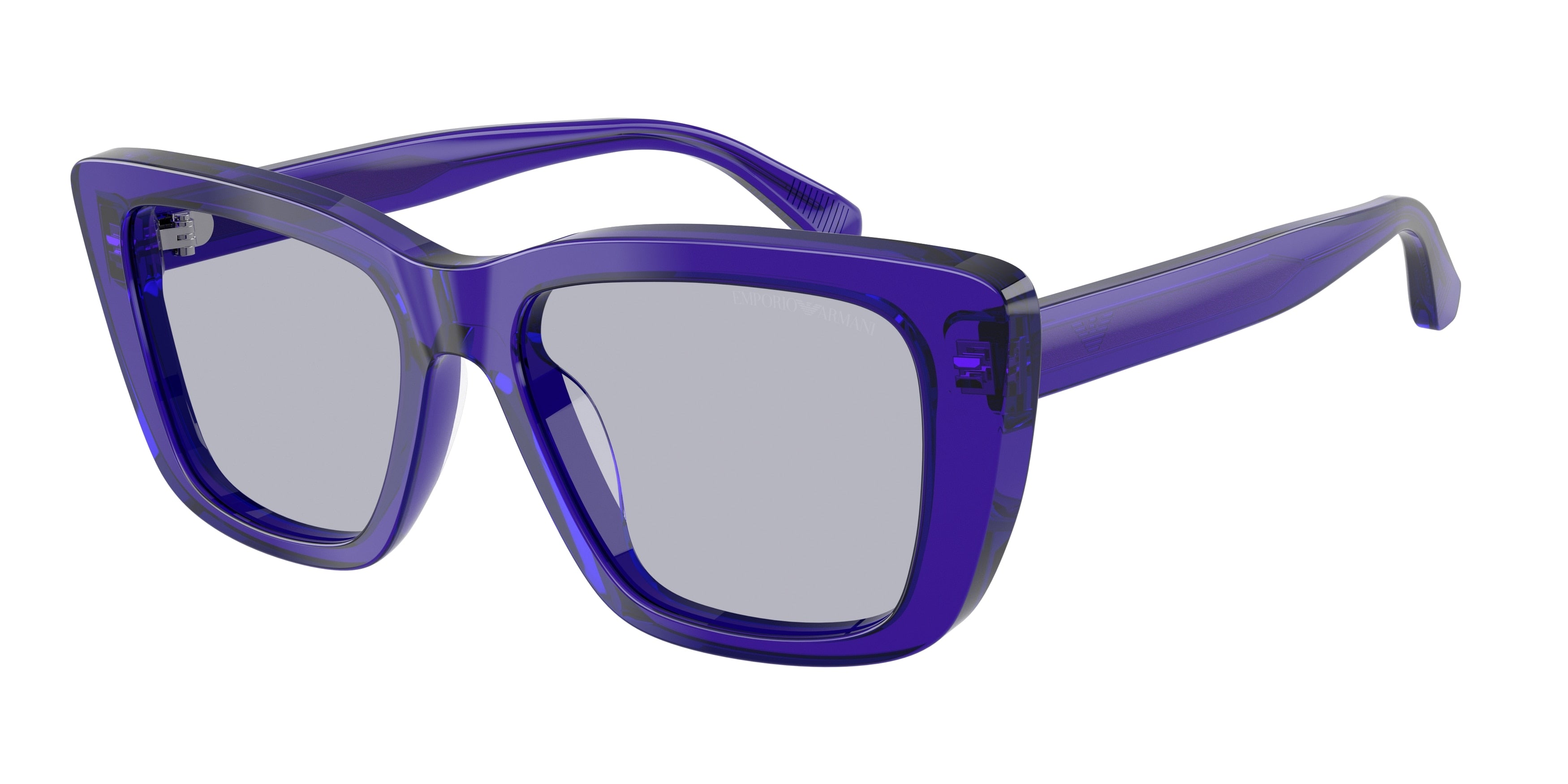Emporio Armani EA4246U Cat Eye Sunglasses 6253/1-Shiny Transparent Purple 54-140-17 - Color Map Violet