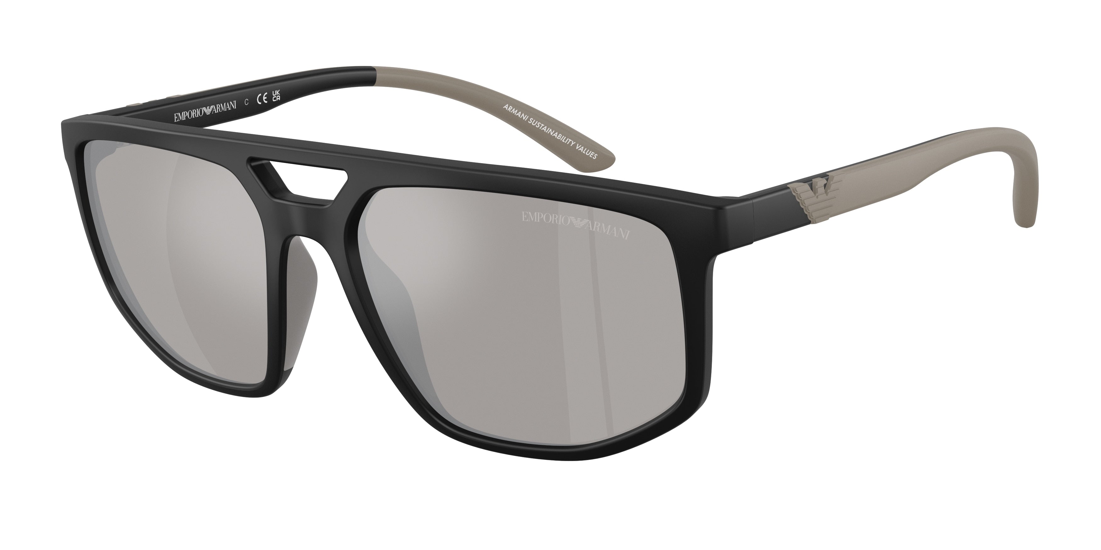 Emporio Armani EA4248U Pilot Sunglasses 50016G-Matte Black 58-145-18 - Color Map Black
