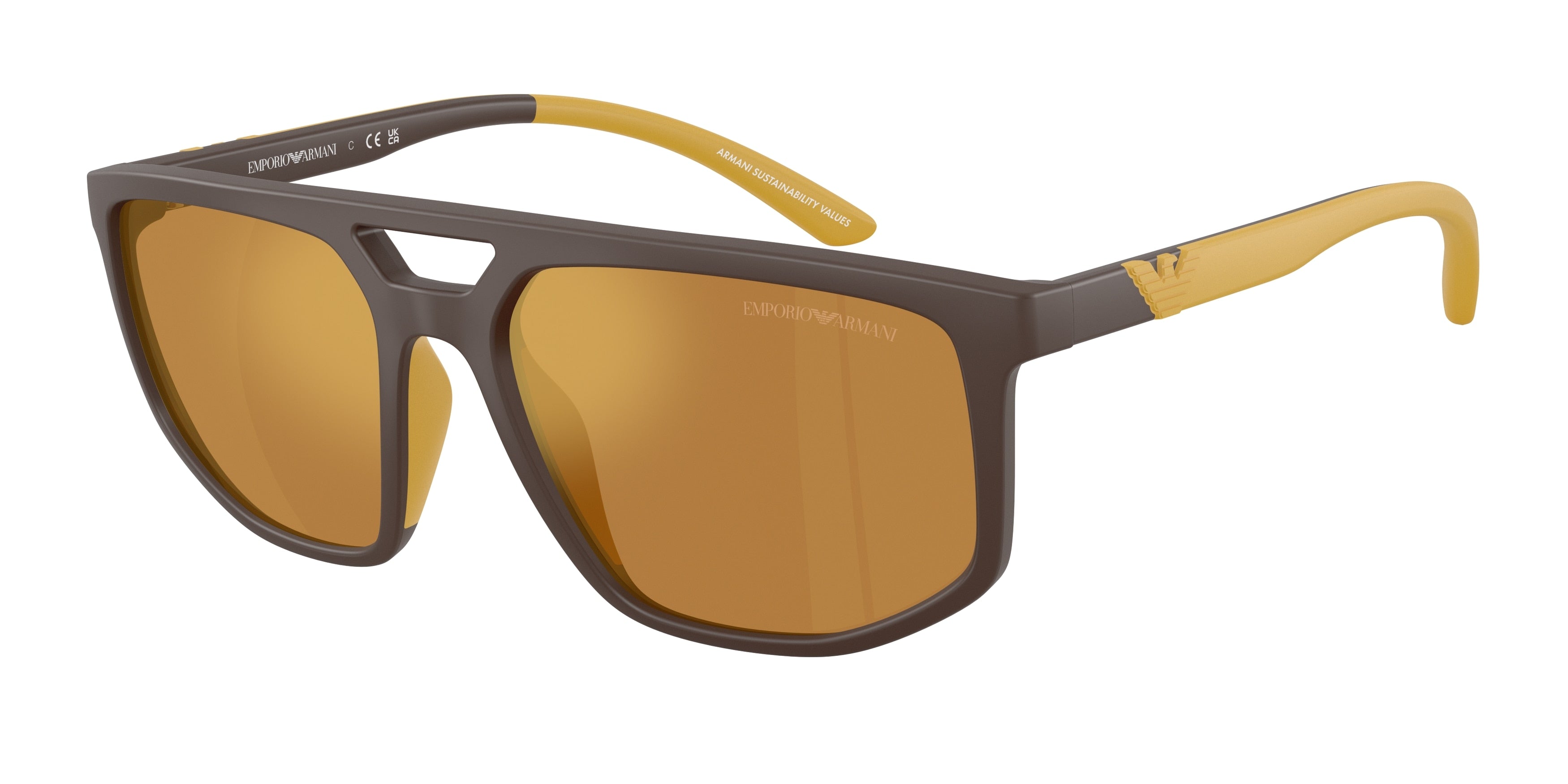 Emporio Armani EA4248U Pilot Sunglasses 62586H-Matte Brown 58-145-18 - Color Map Brown