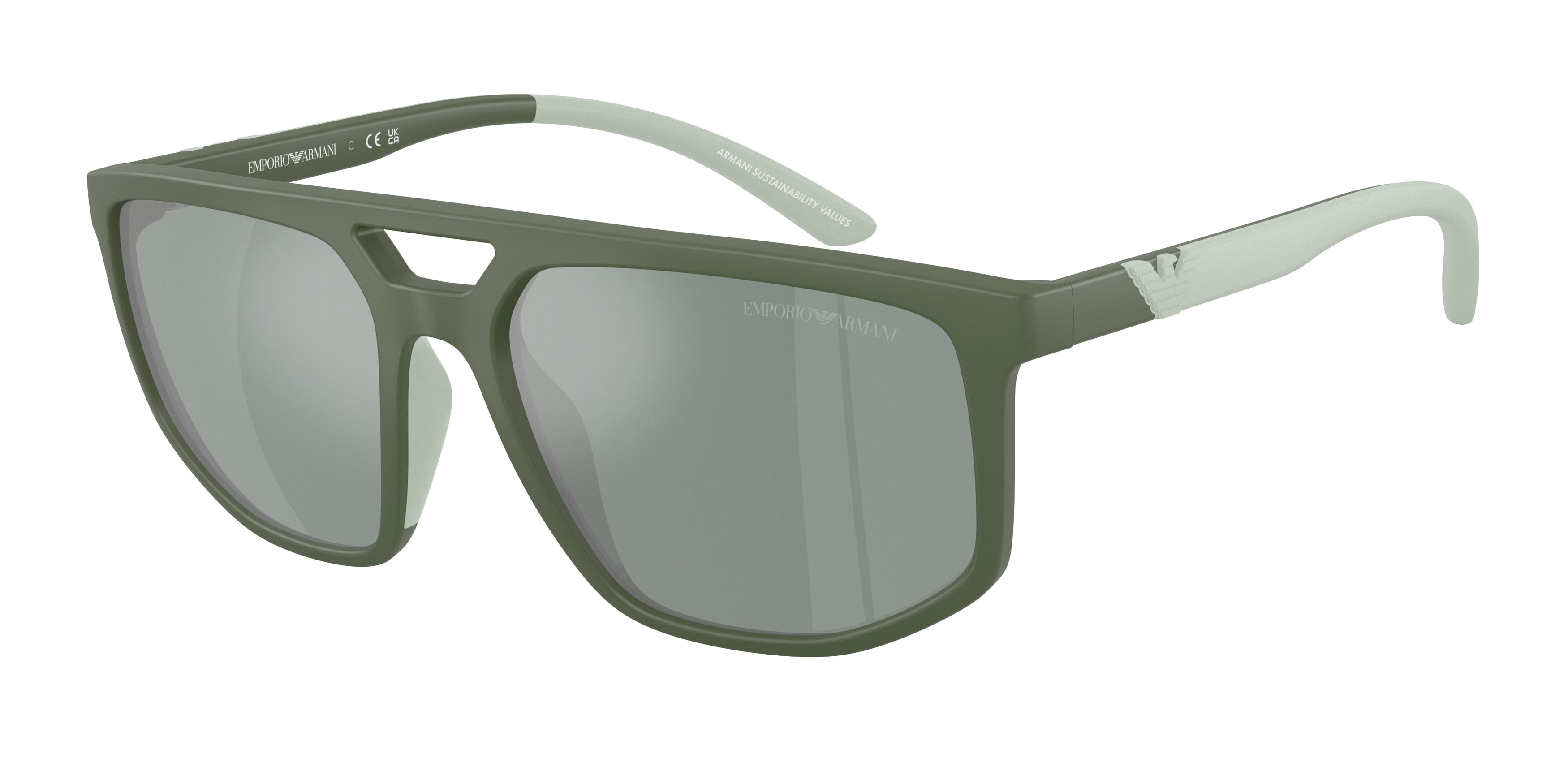 Emporio Armani EA4248U Pilot Sunglasses 625930-Matte Agave 58-145-18 - Color Map Green