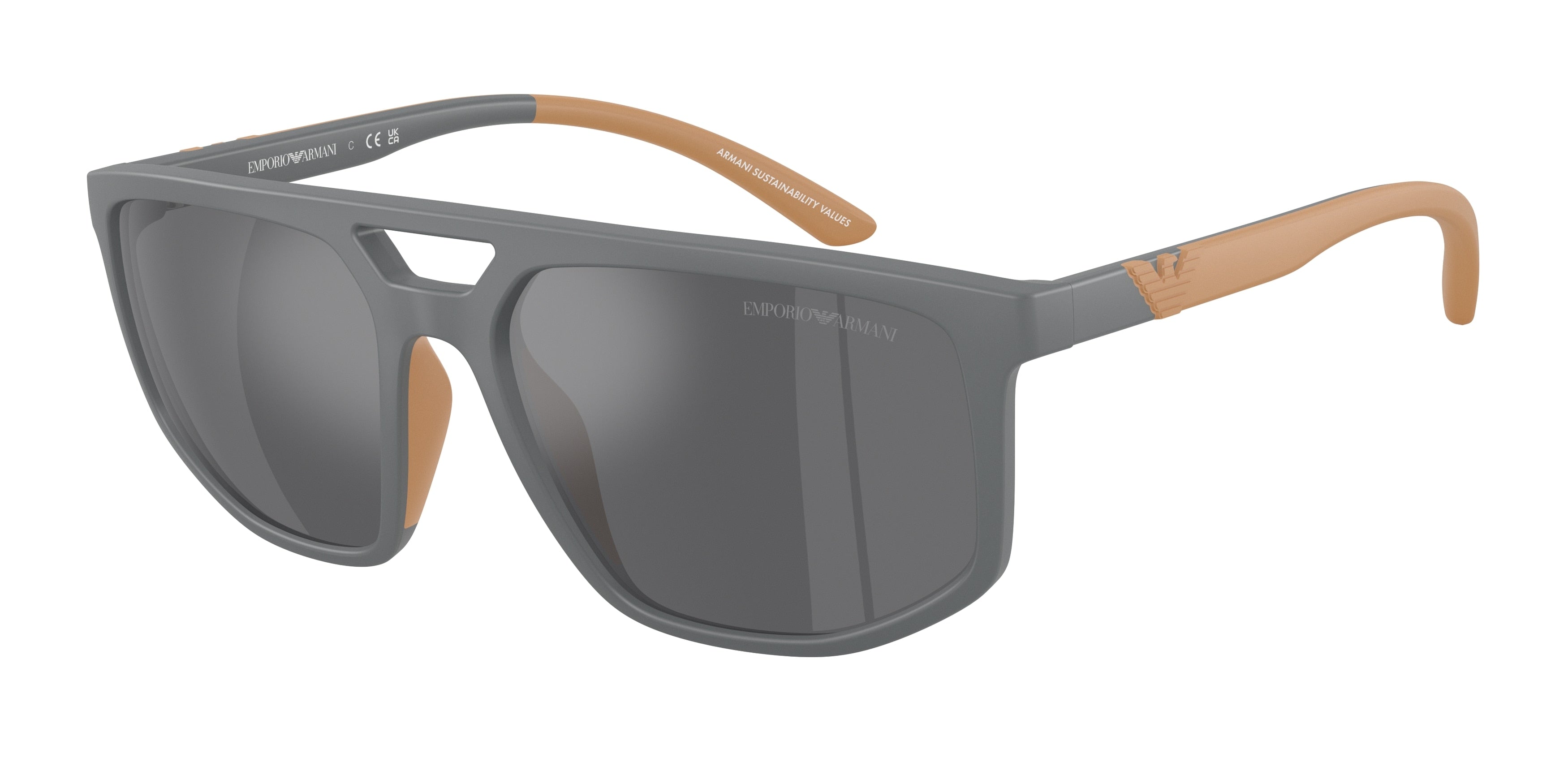 Emporio Armani EA4248U Pilot Sunglasses 62616G-Matte Grey 58-145-18 - Color Map Grey