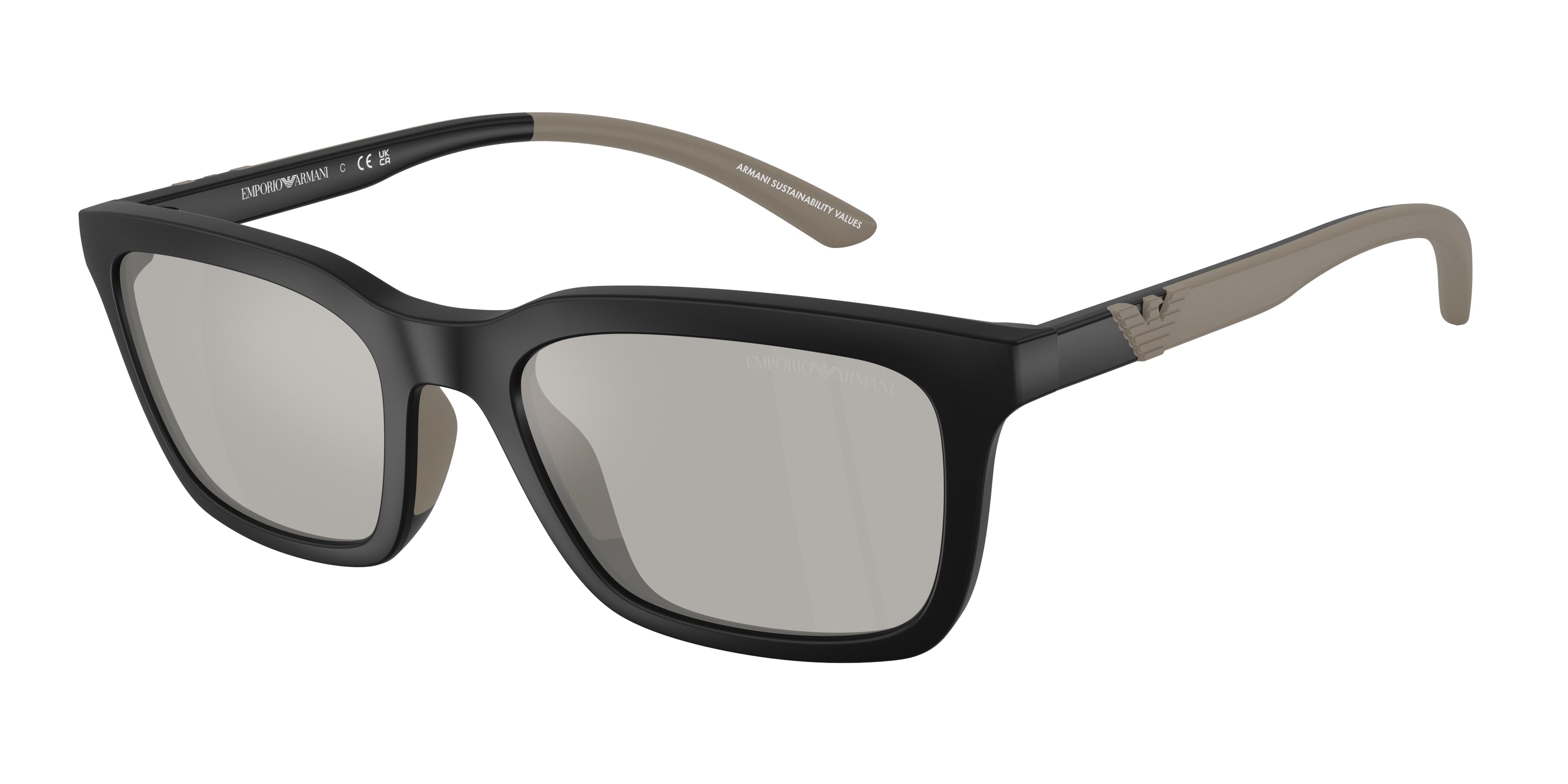 Emporio Armani EA4249U Rectangle Sunglasses 50016G-Matte Black 55-145-20 - Color Map Black