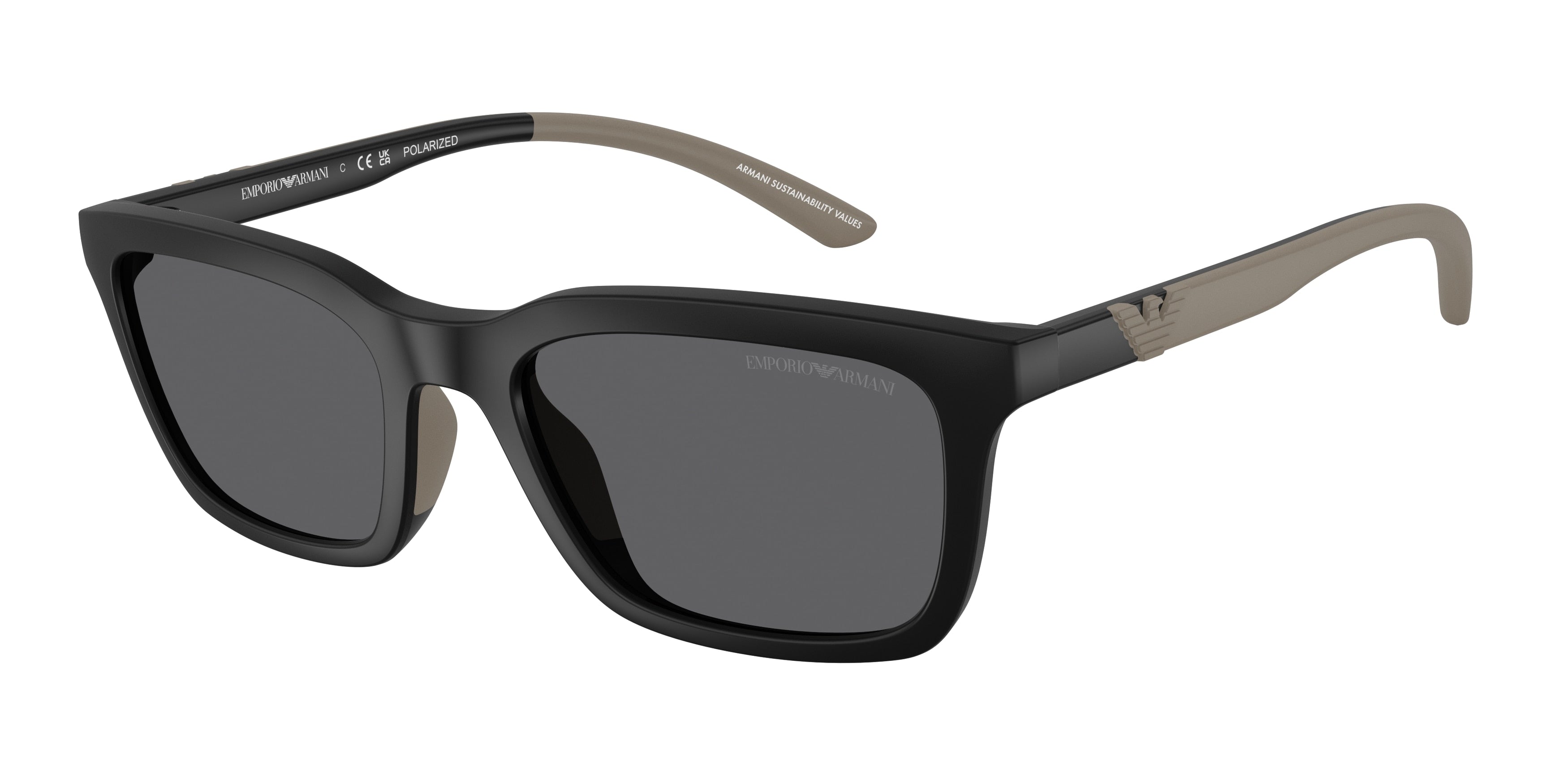 Emporio Armani EA4249U Rectangle Sunglasses 500181-Matte Black 55-145-20 - Color Map Black