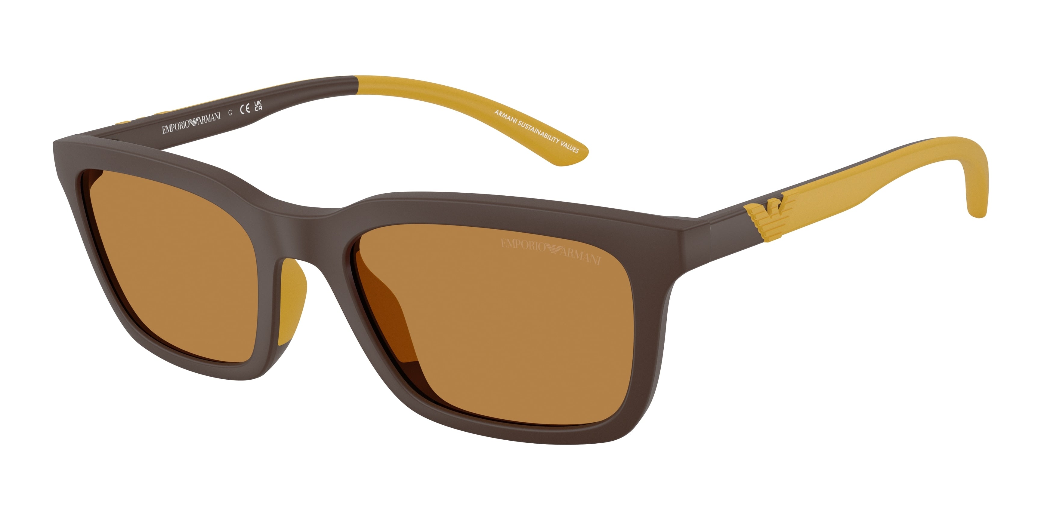 Emporio Armani EA4249U Rectangle Sunglasses 625893-Matte Brown 55-145-20 - Color Map Brown