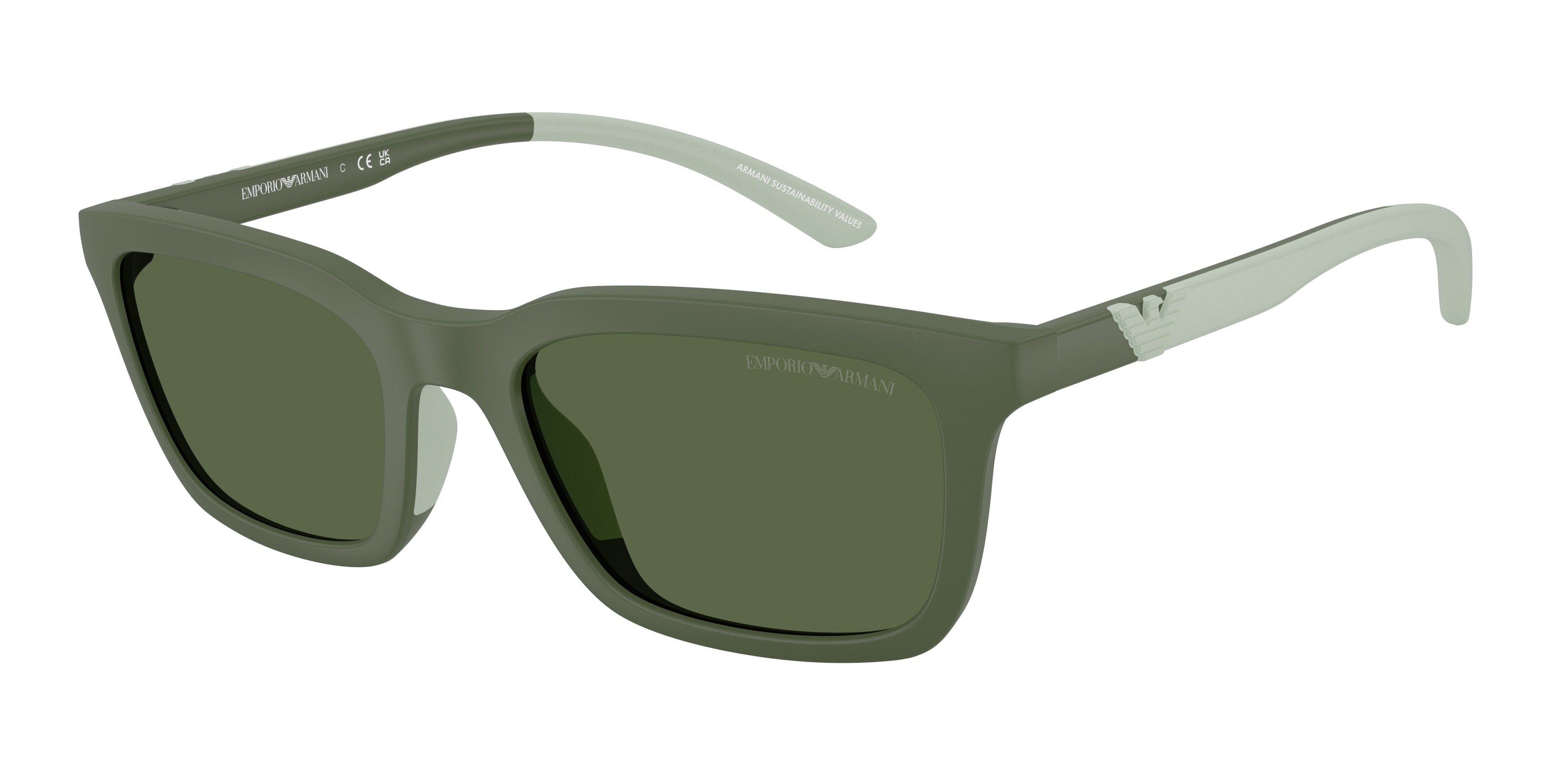 Emporio Armani EA4249U Rectangle Sunglasses 625971-Matte Agave 55-145-20 - Color Map Green