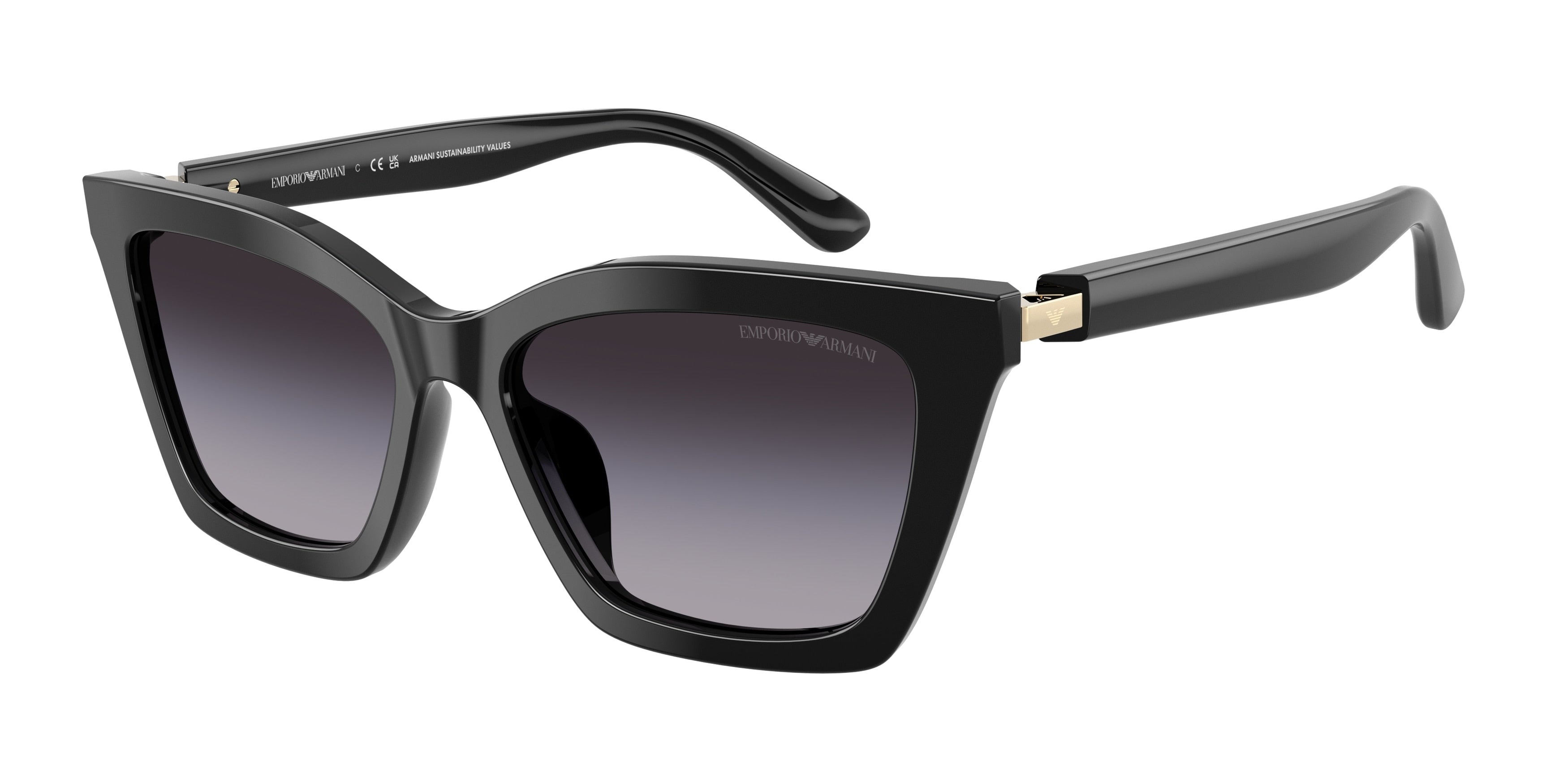 Emporio Armani EA4250U Butterfly Sunglasses 50178G-Shiny Black 54-140-16 - Color Map Black