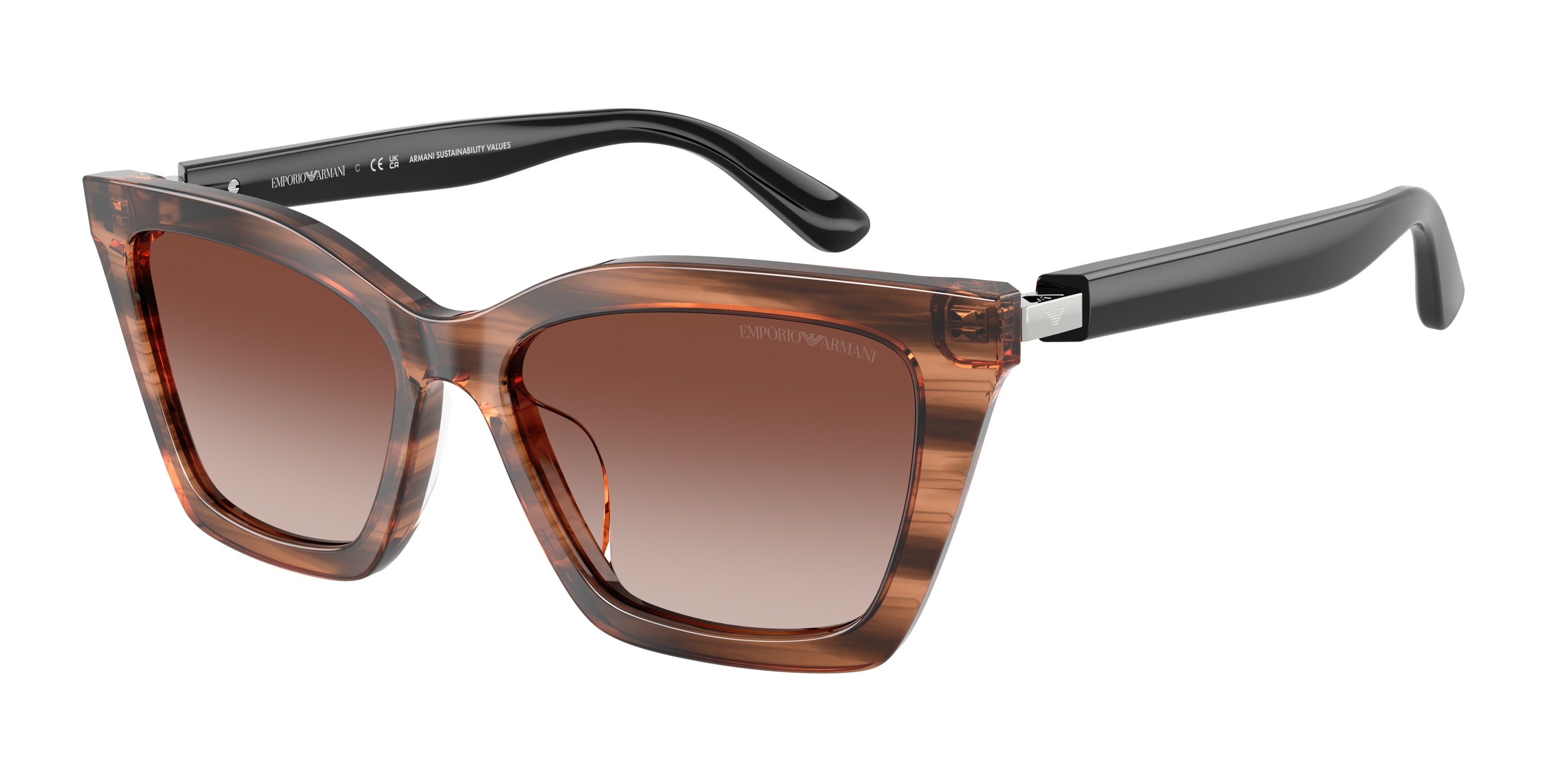 Emporio Armani EA4250U Butterfly Sunglasses 626613-Shiny Striped Brown 54-140-16 - Color Map Brown
