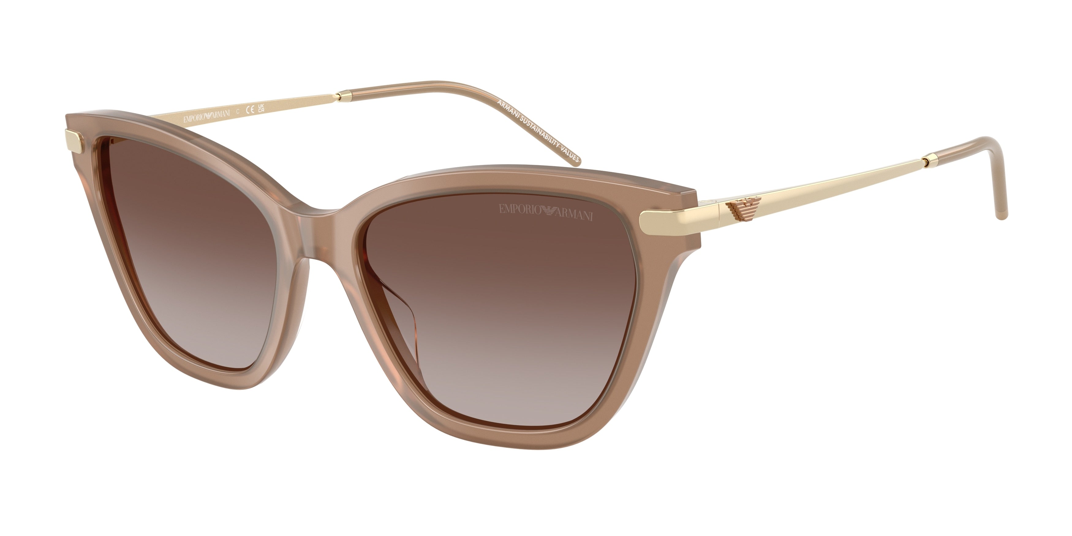 Emporio Armani EA4251F Cat Eye Sunglasses 626313-Shiny Opal Tundra 56-140-17 - Color Map Brown