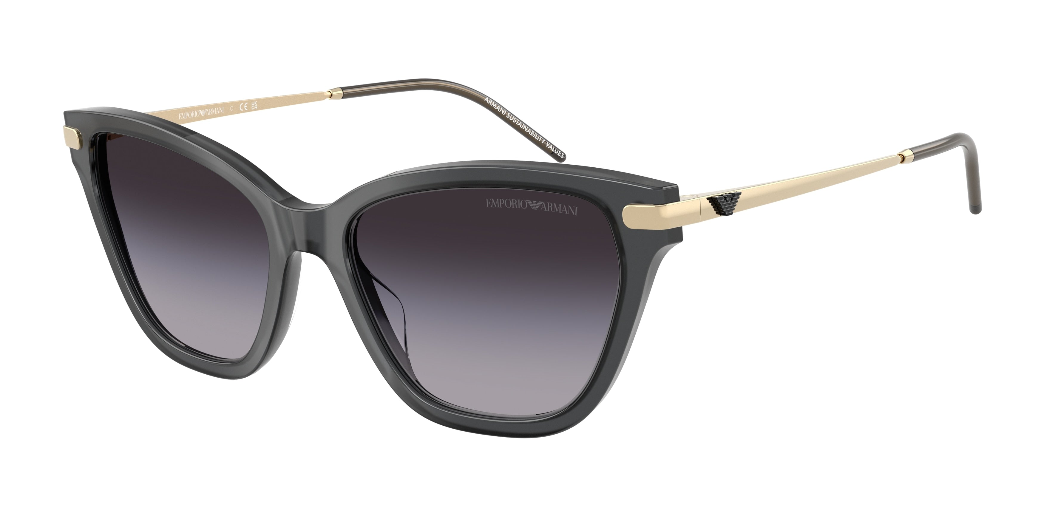 Emporio Armani EA4251 Cat Eye Sunglasses 62628G-Shiny Opal Black 54-140-17 - Color Map Grey