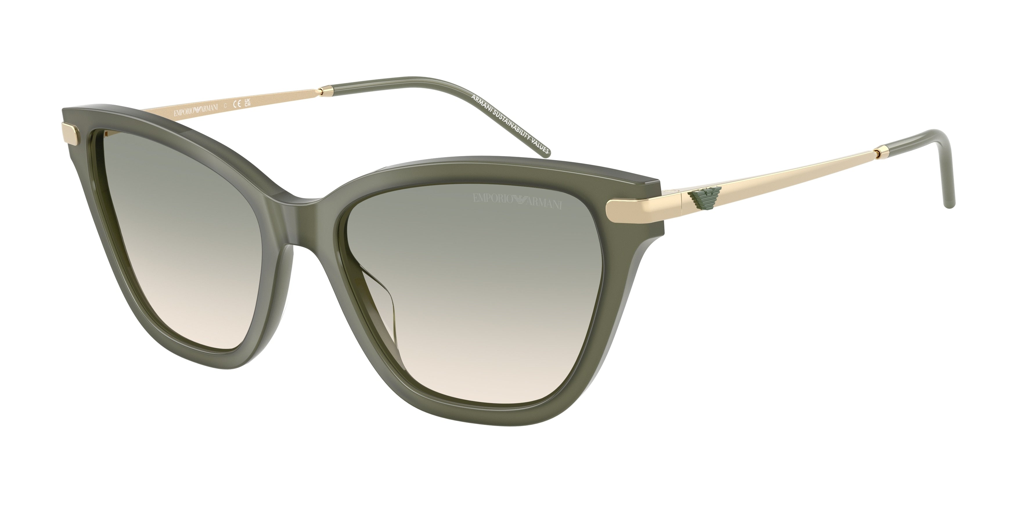 Emporio Armani EA4251 Cat Eye Sunglasses 62642C-Shiny Opal Green 54-140-17 - Color Map Green